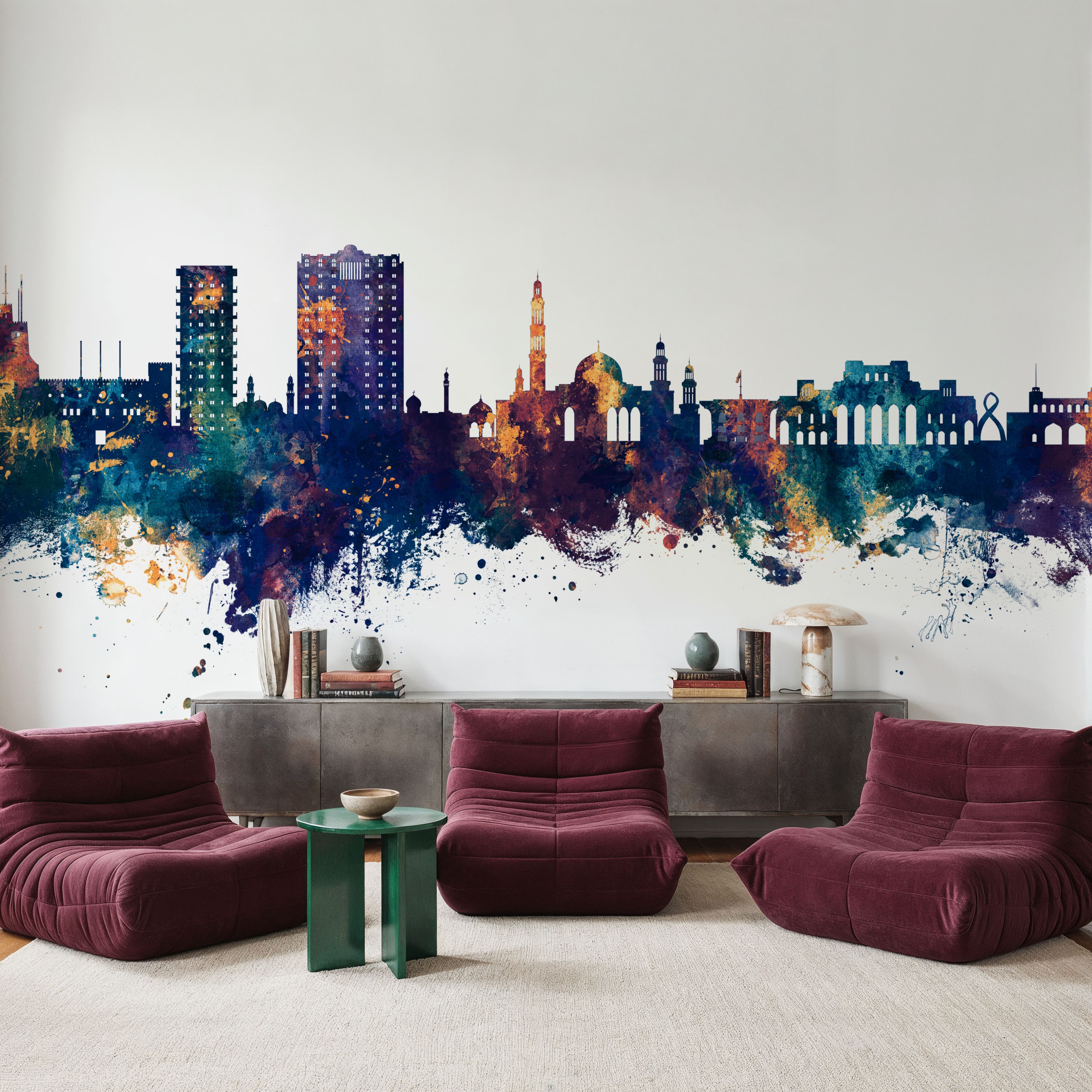 Muscat Oman Skyline Blue & Bronze