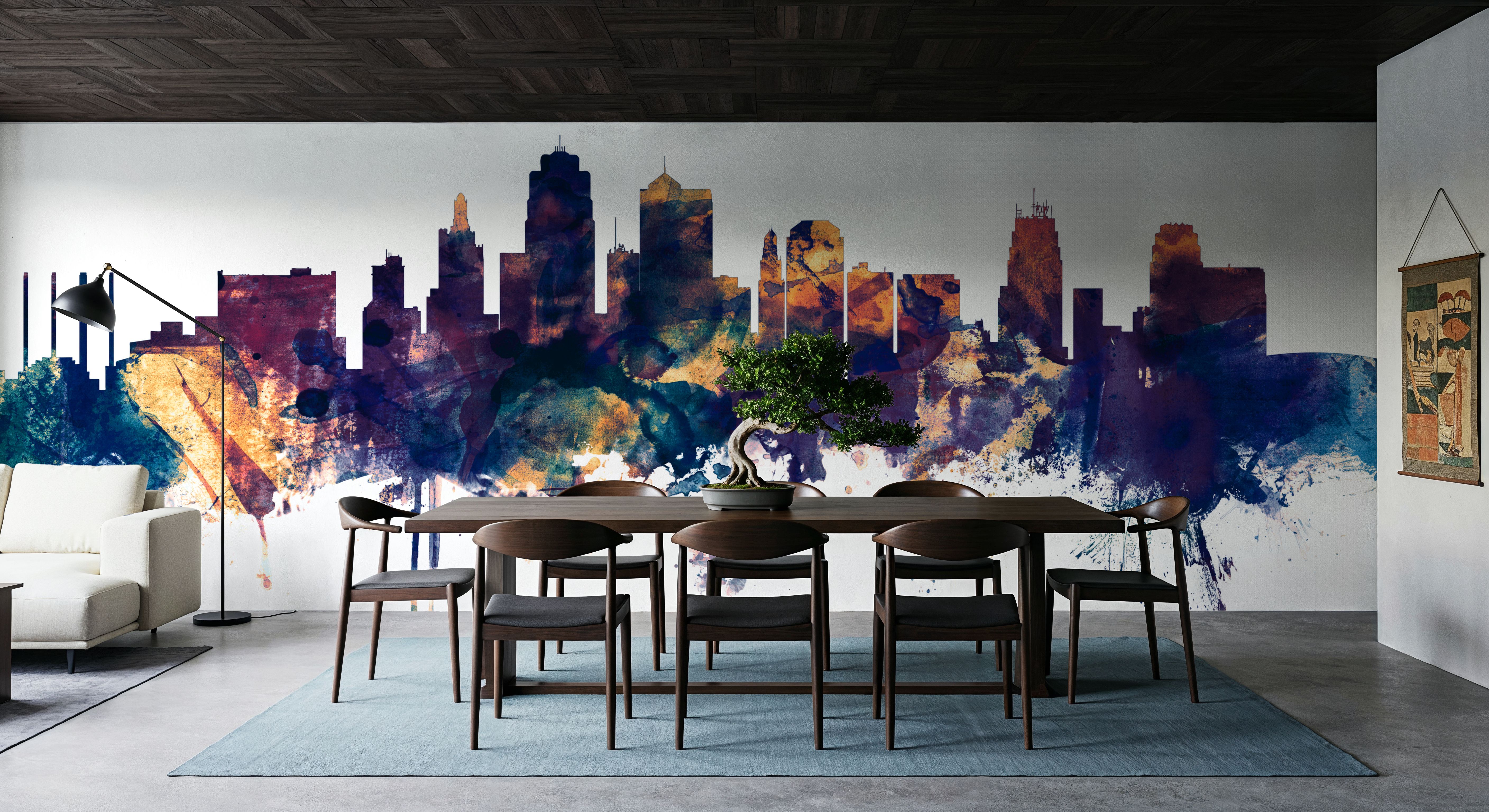 Kansas City Missouri Skyline Blue & Bronze