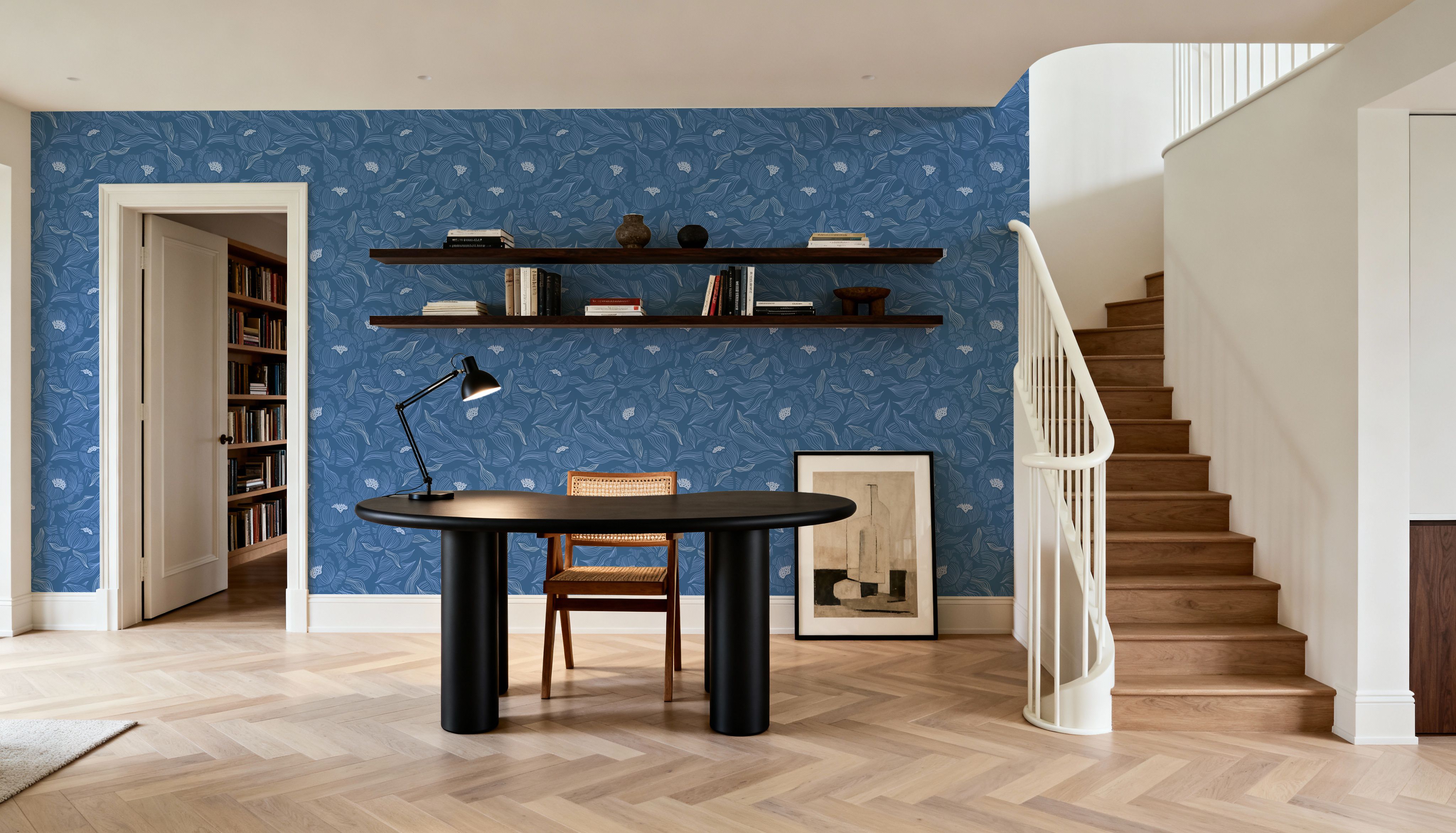 Hidden Peonies, Blue