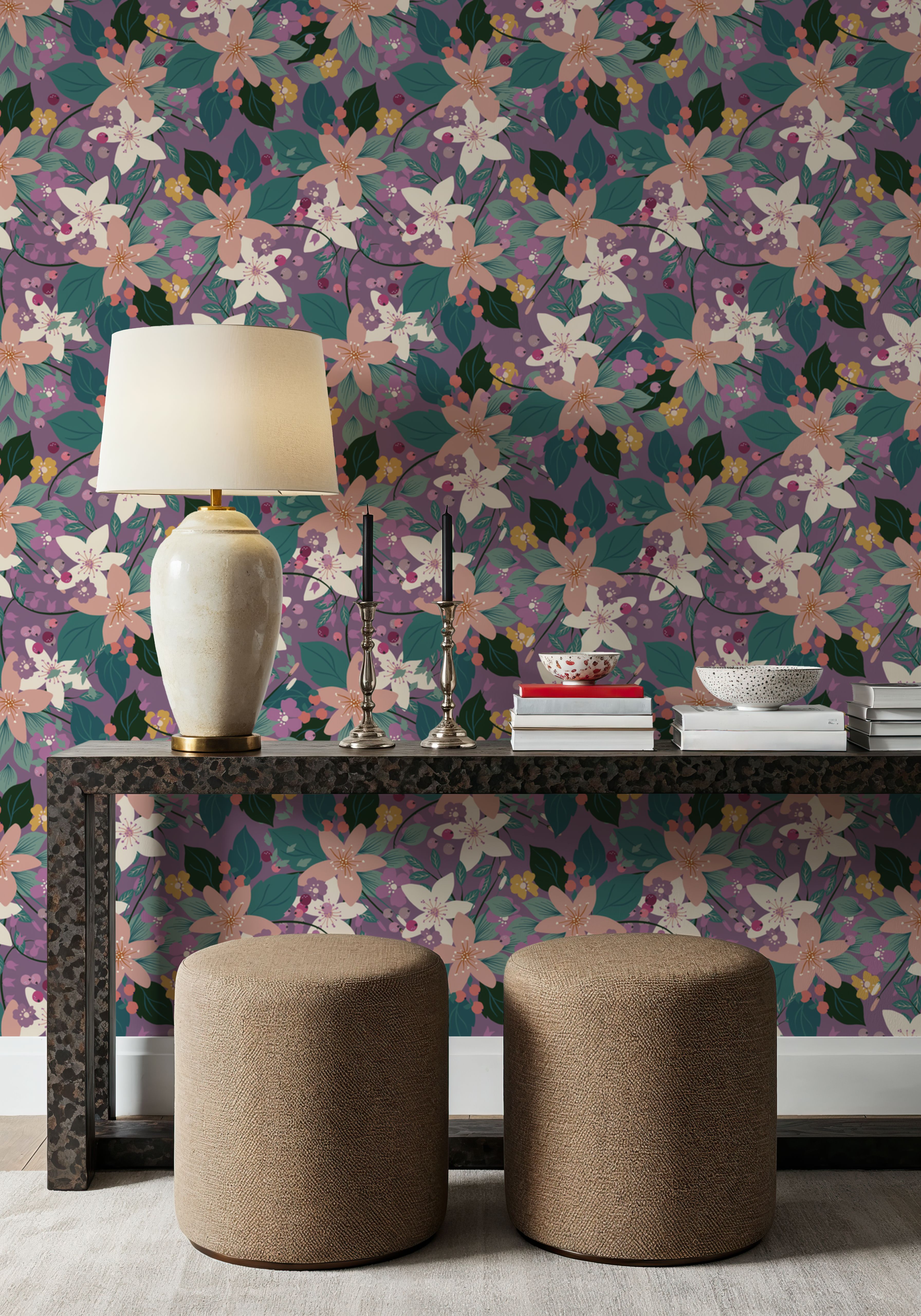 Purple Flowers And Berries