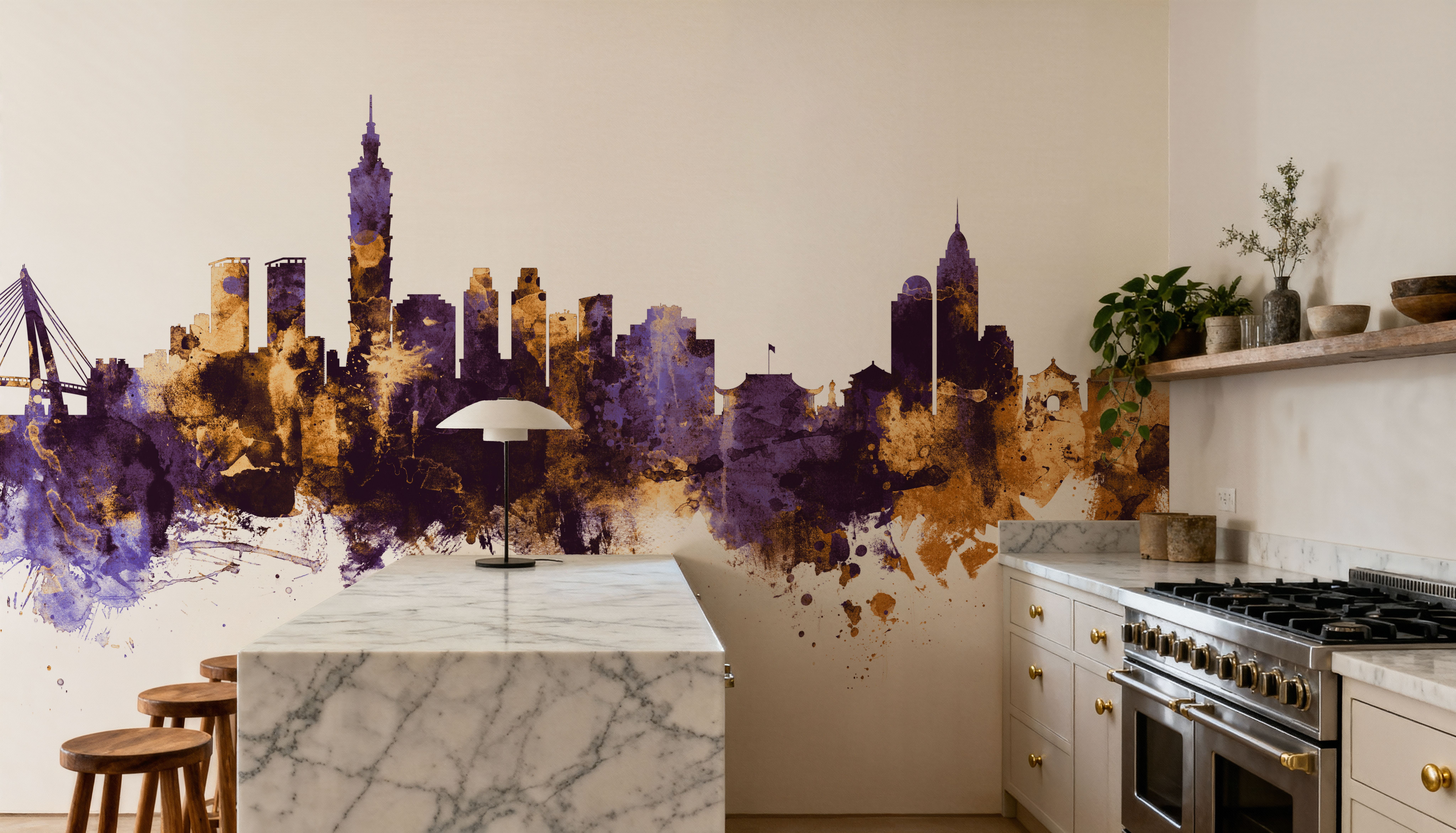 Taipei Taiwan Skyline Purple & Gold