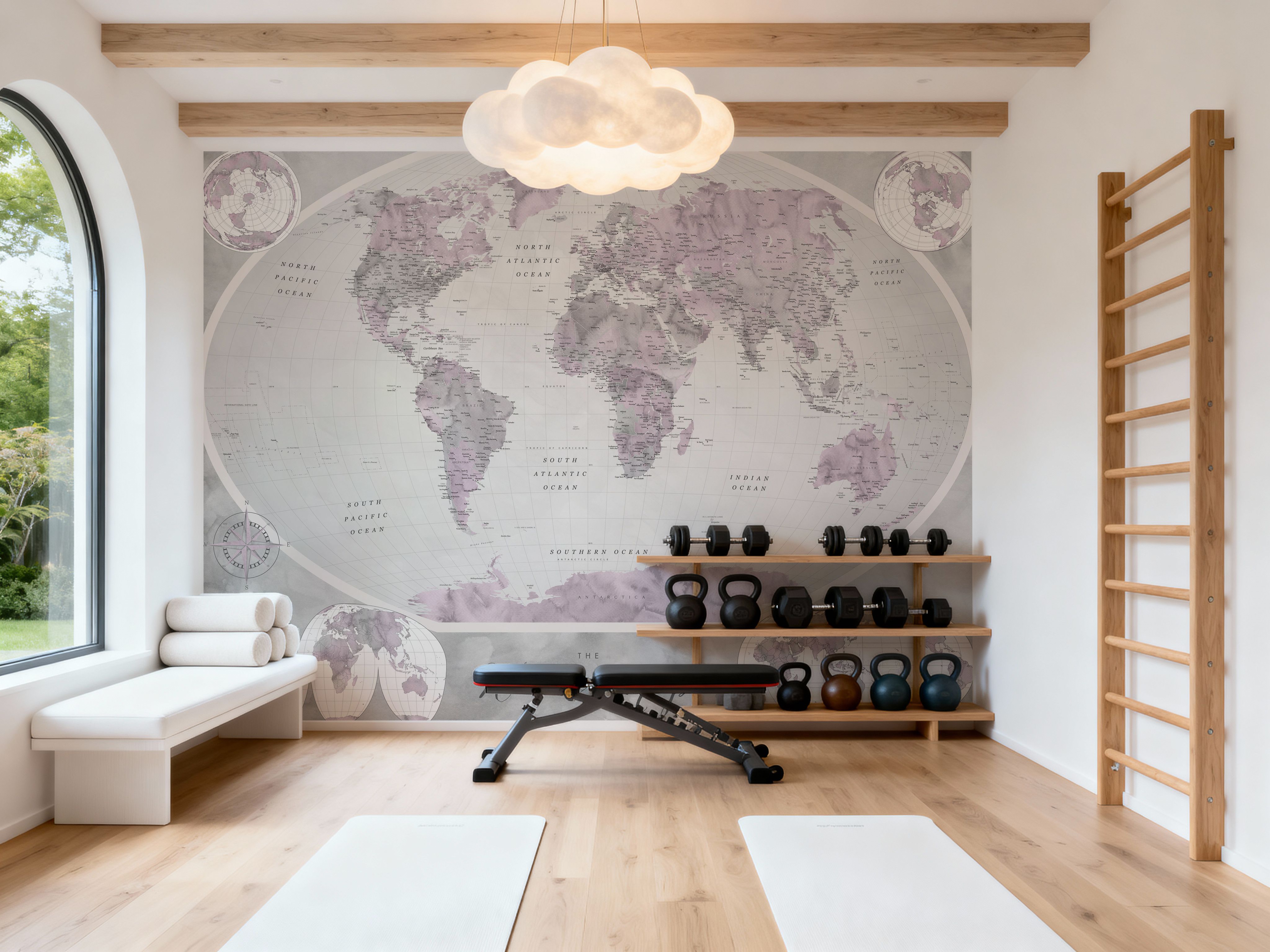 World Map Atlas Pink