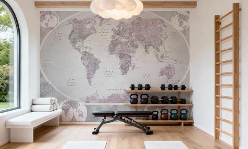World Map Atlas Pink