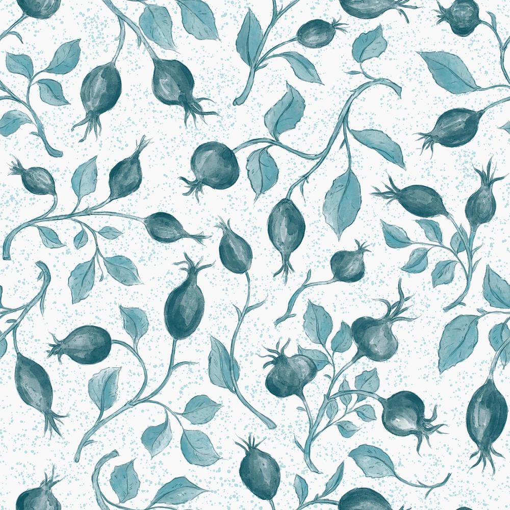 Rosehips, Teal on Snow