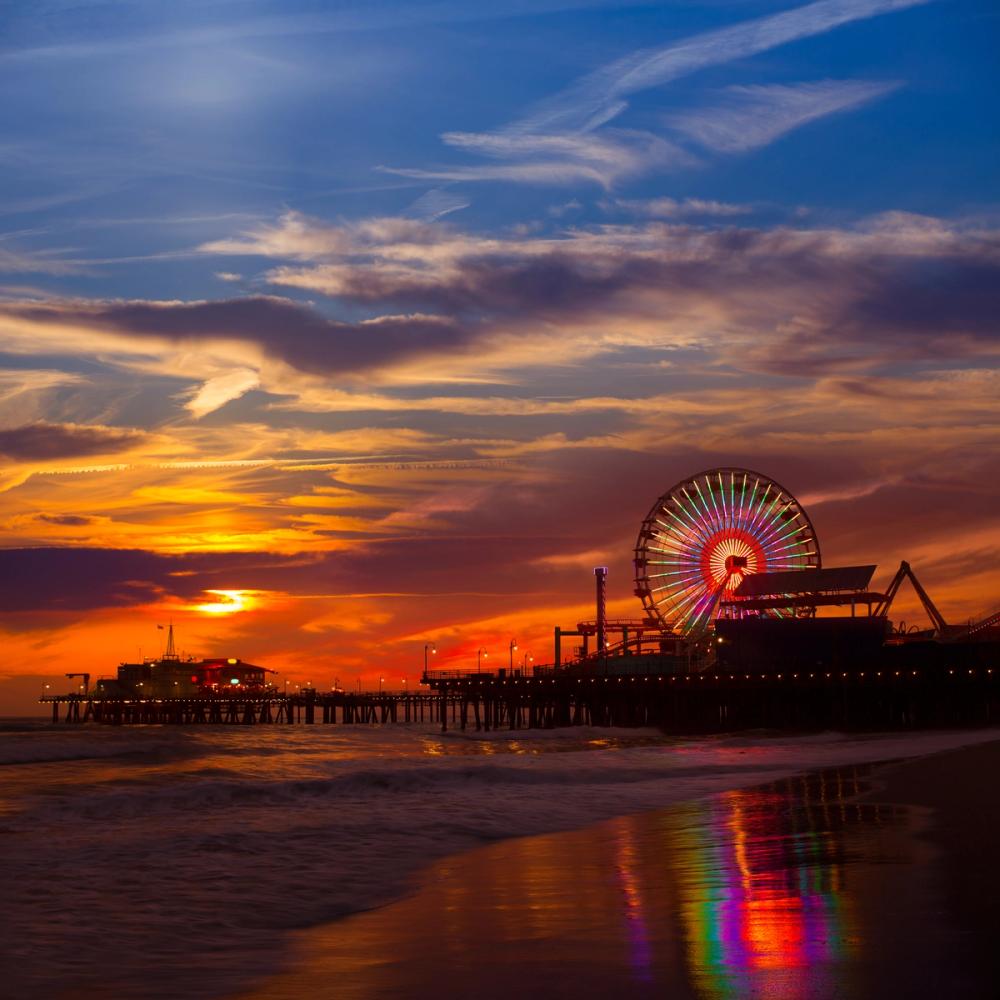 Santa Monica Pier Sunset Orange