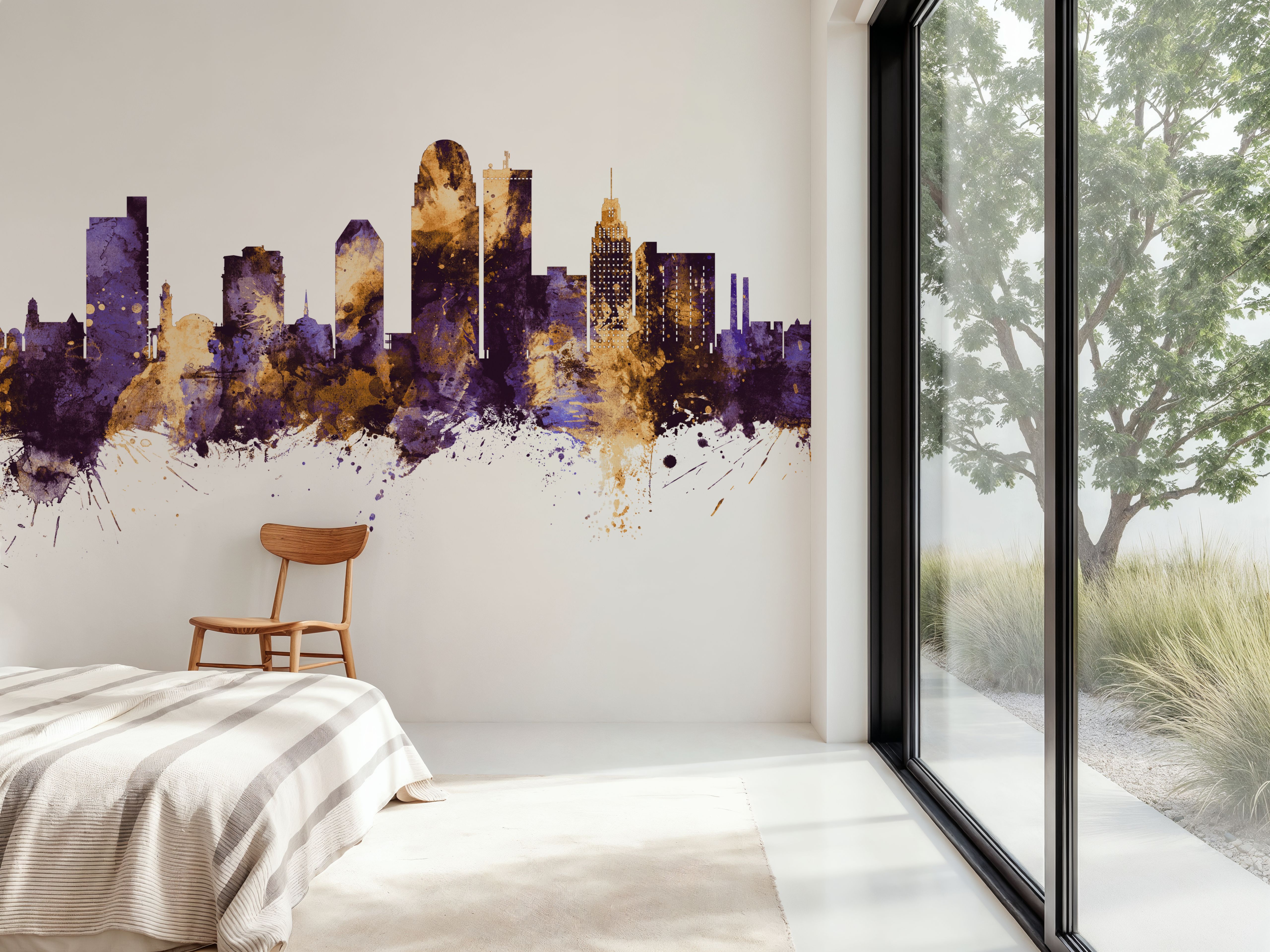 Winston-Salem North Carolina Skyline Purple & Gold