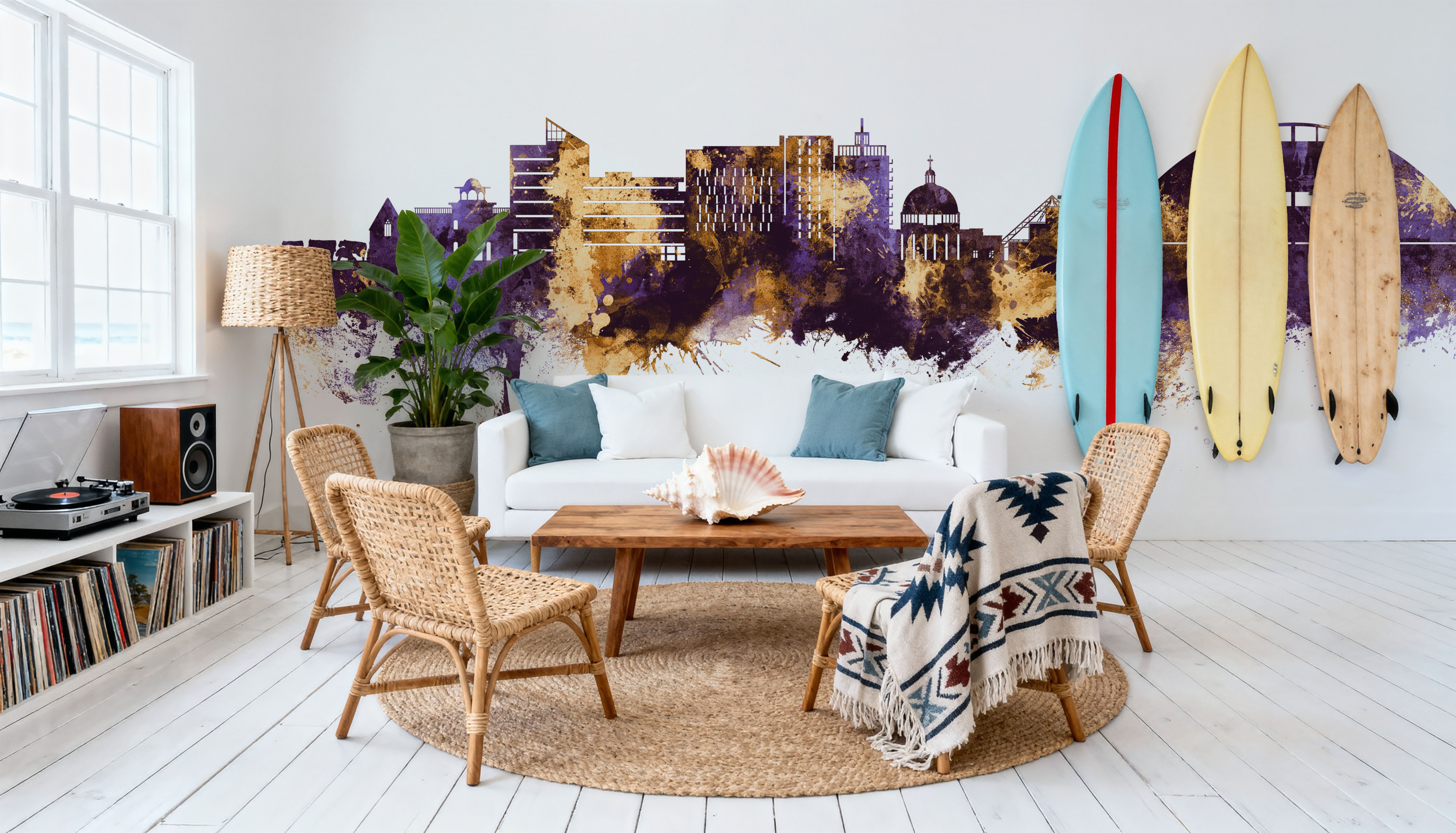Milton Keynes England Skyline Purple & Gold