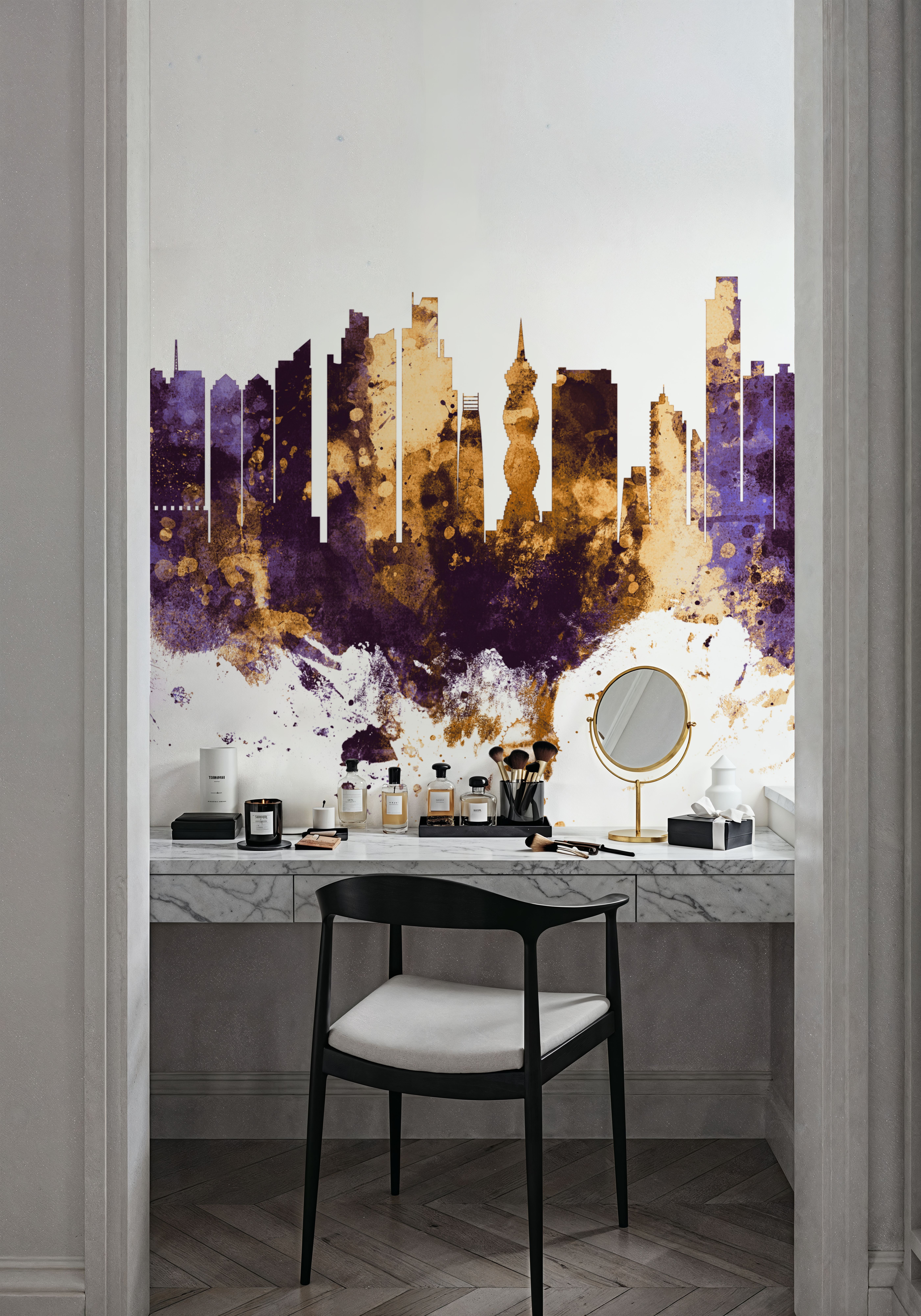 Panama City Skyline Purple & Gold