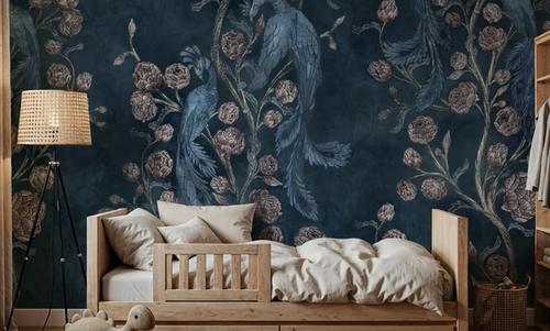 Peacock and Peony Chinoiserie Navy