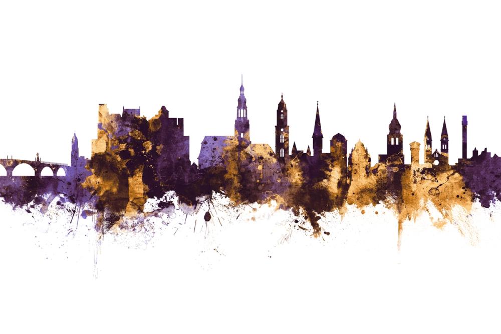 Heidelberg Germany Skyline Purple & Gold