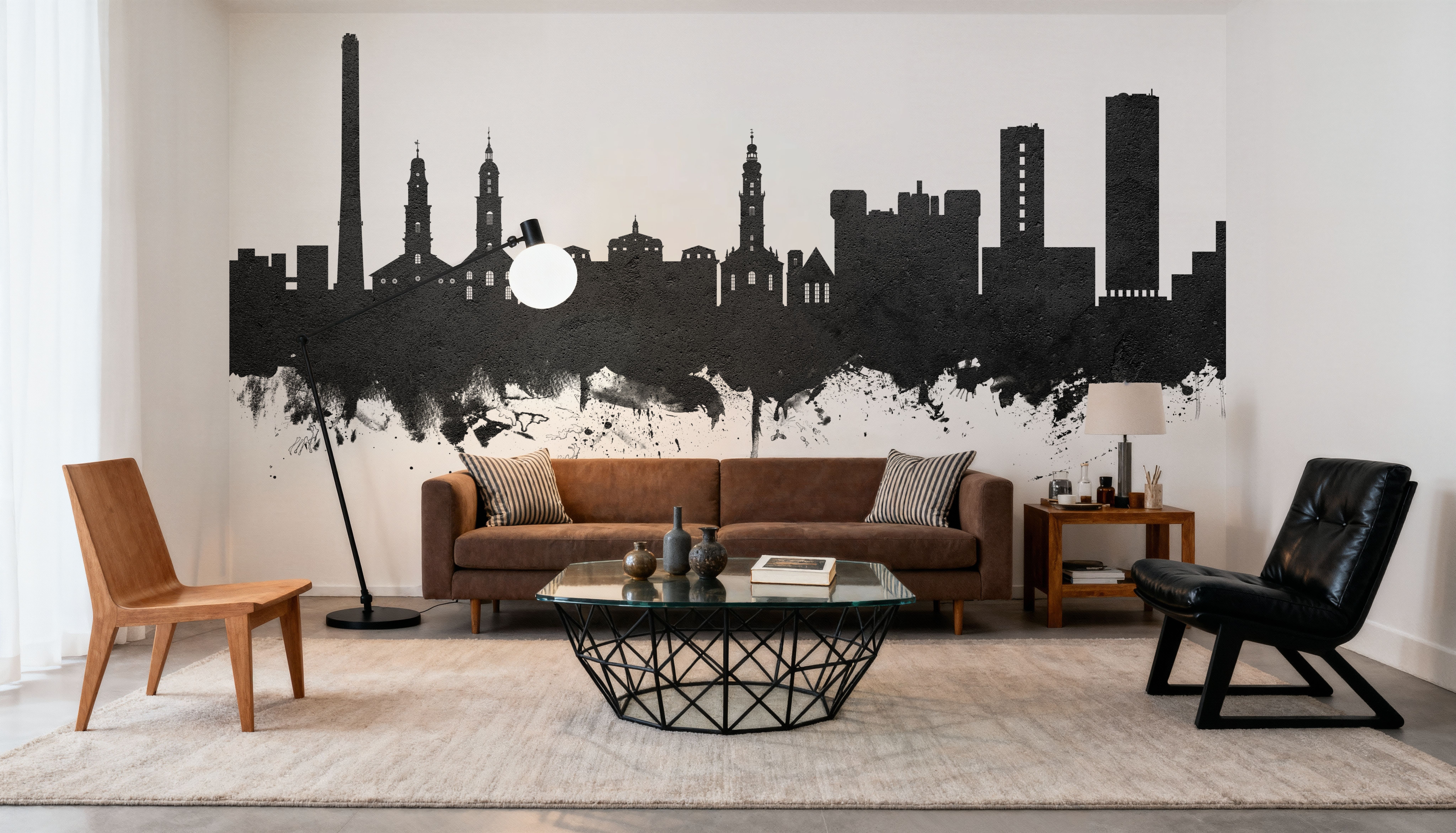 Erlangen Germany Skyline Black & White, Tapeten