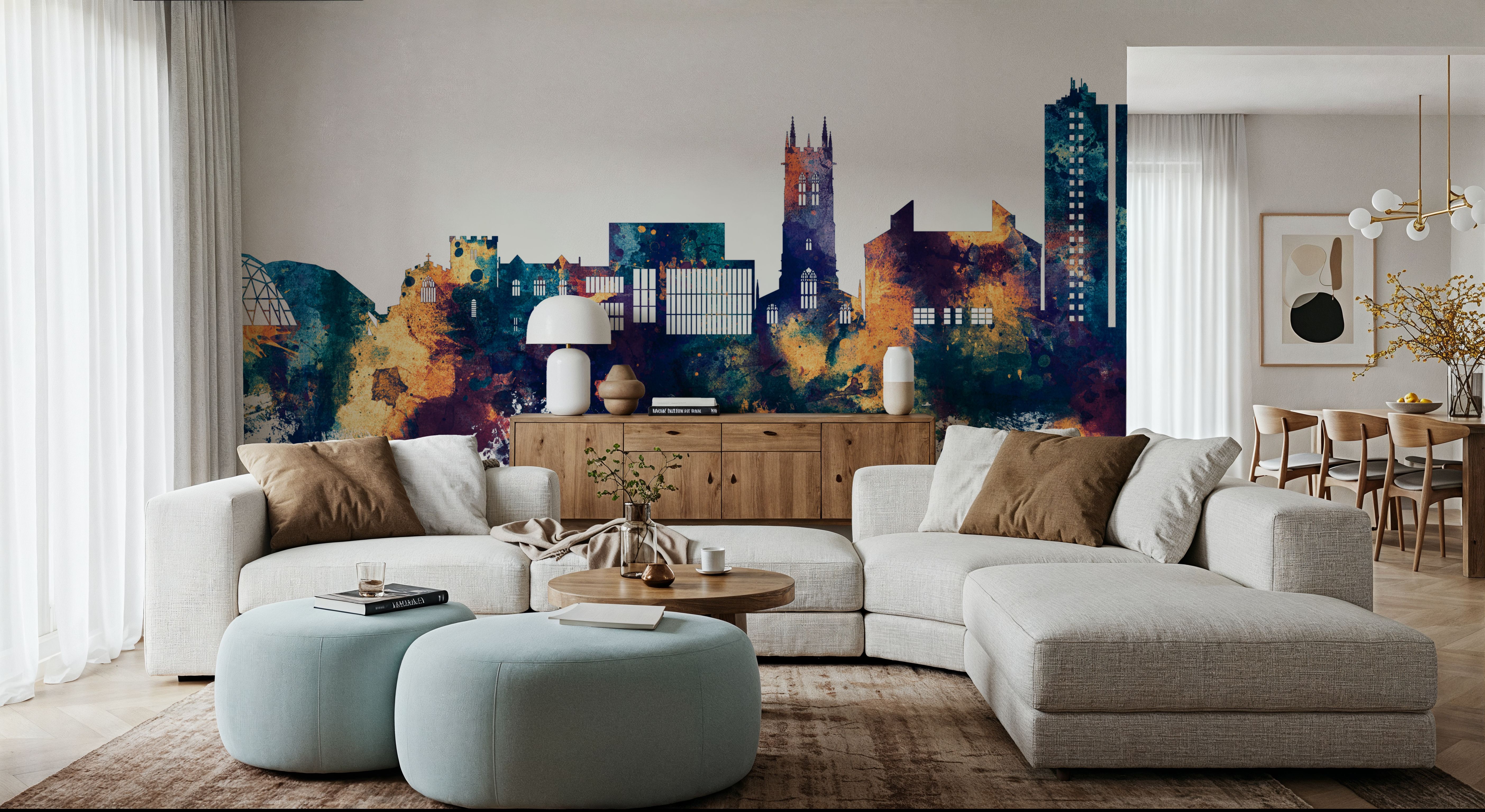 Scunthorpe England Skyline Blue & Bronze