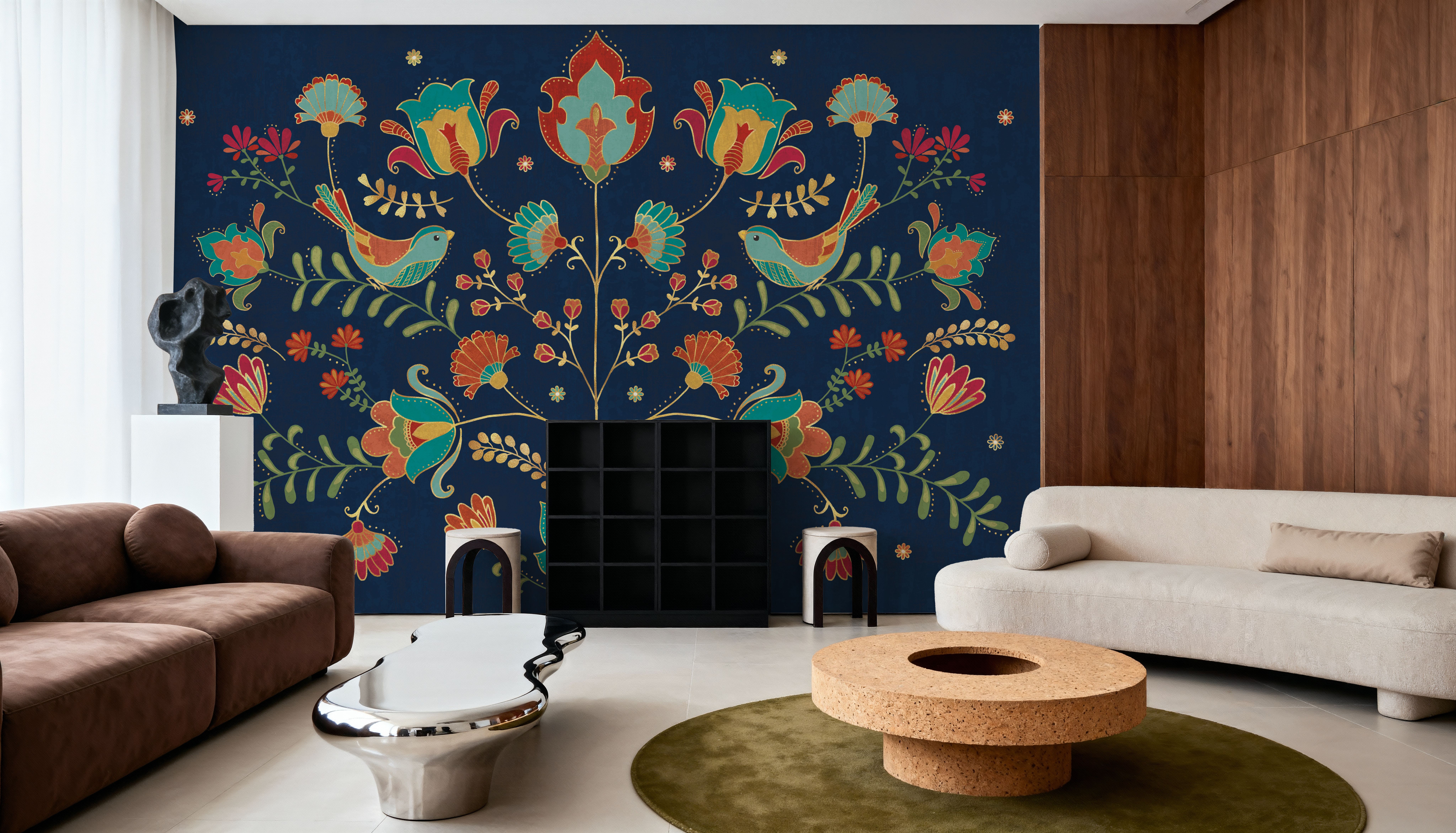 Folk Floral I Dark, Wallpaper