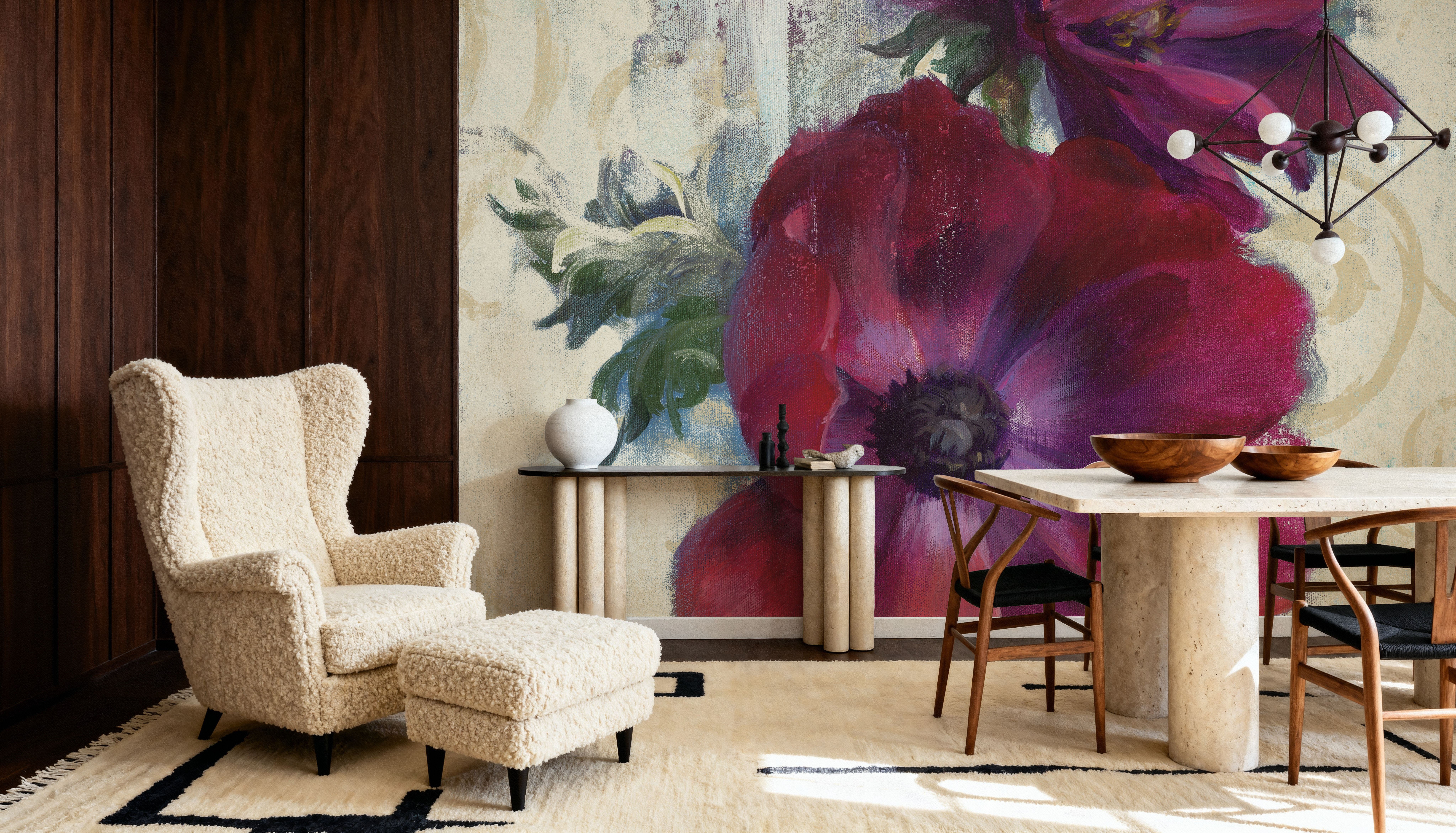 Rich Anemones I on Ivory