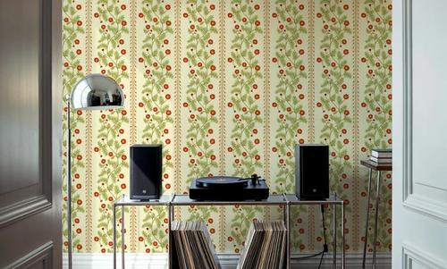 Marigold Stripes, Vermilion on Cream