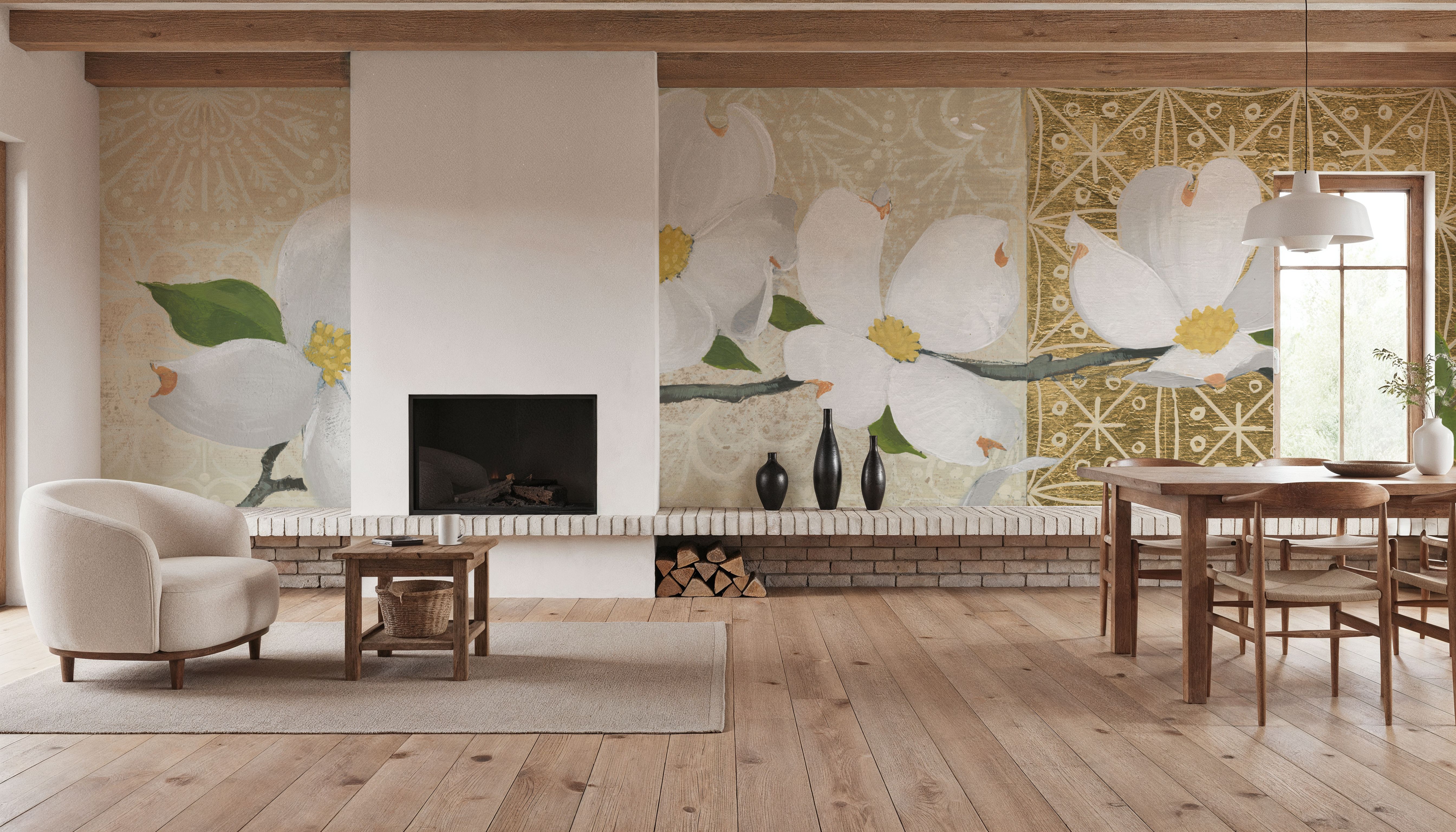 Dogwood on Gold, Wallpaper