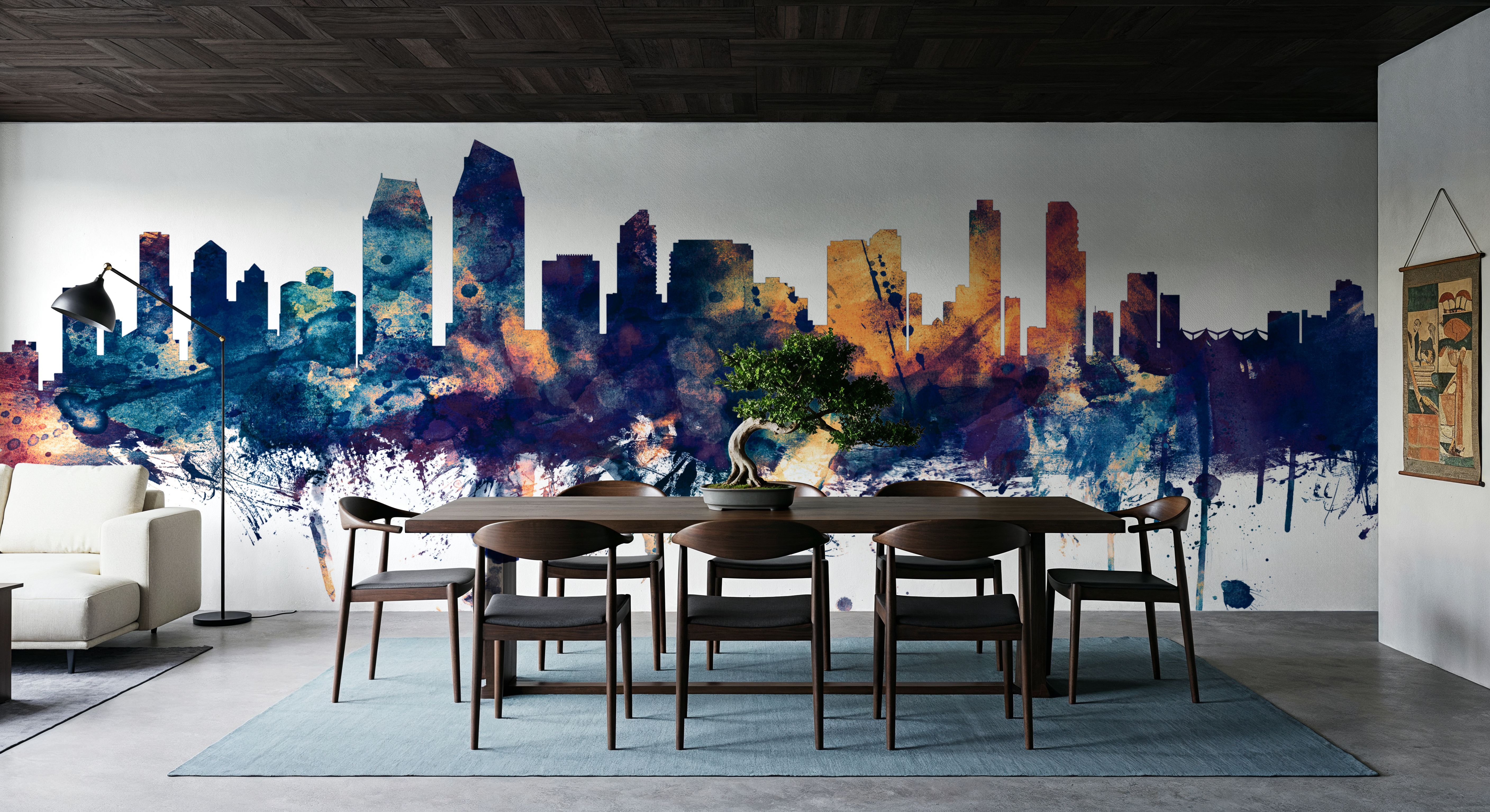 San Diego California Skyline Blue & Bronze