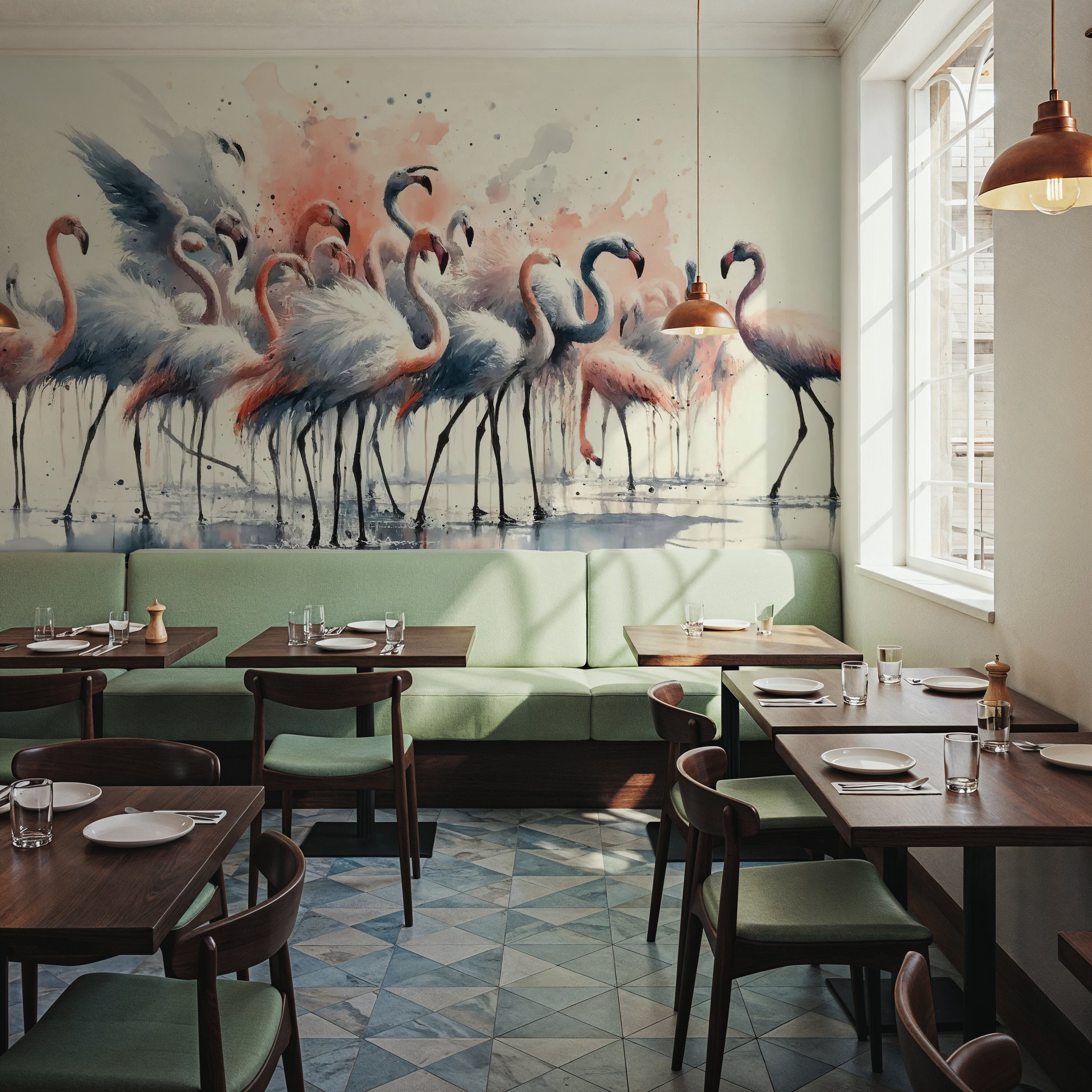 Elegance of Flamingos at Rest