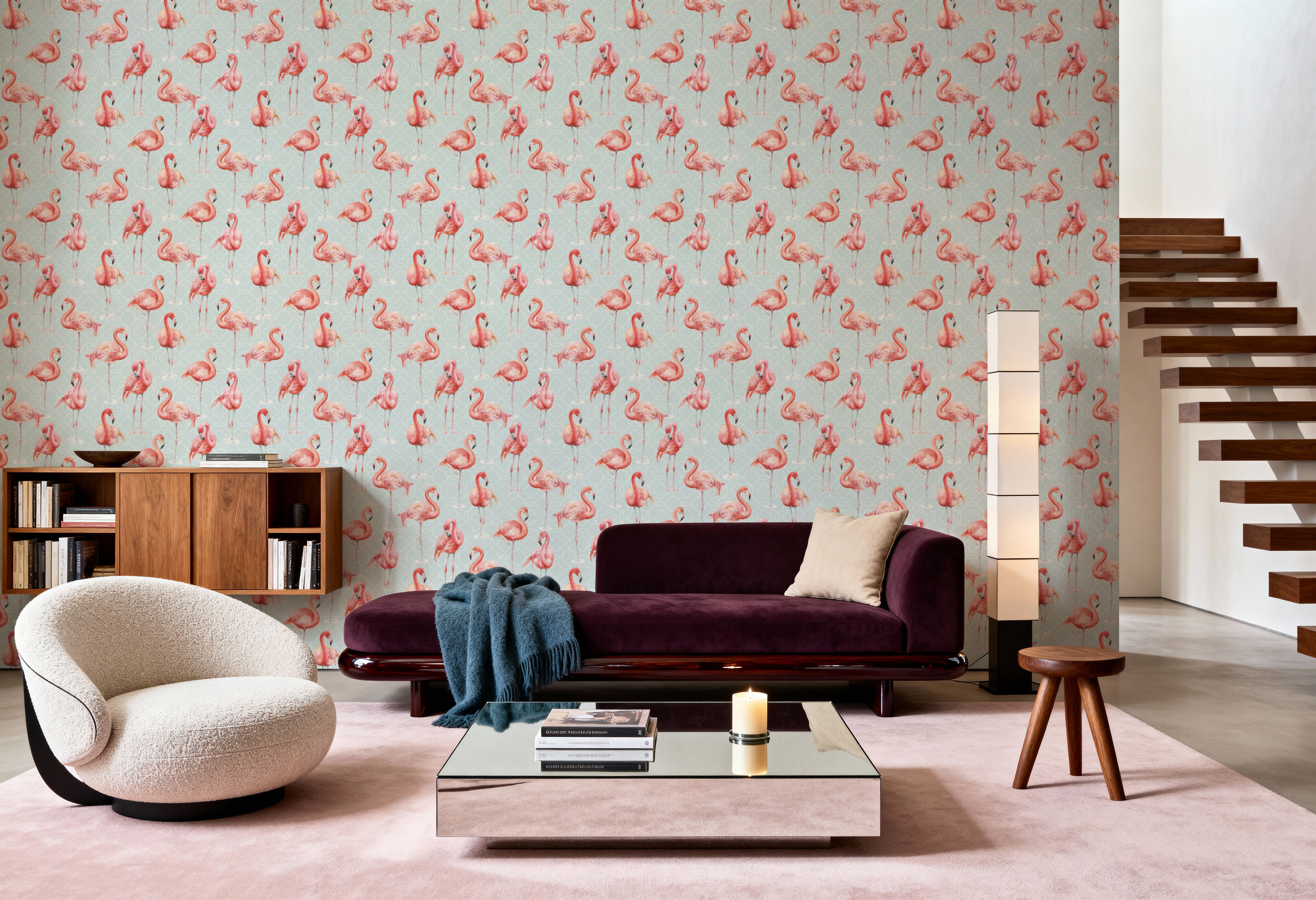 Flamingo Goals Blue, Wallpaper