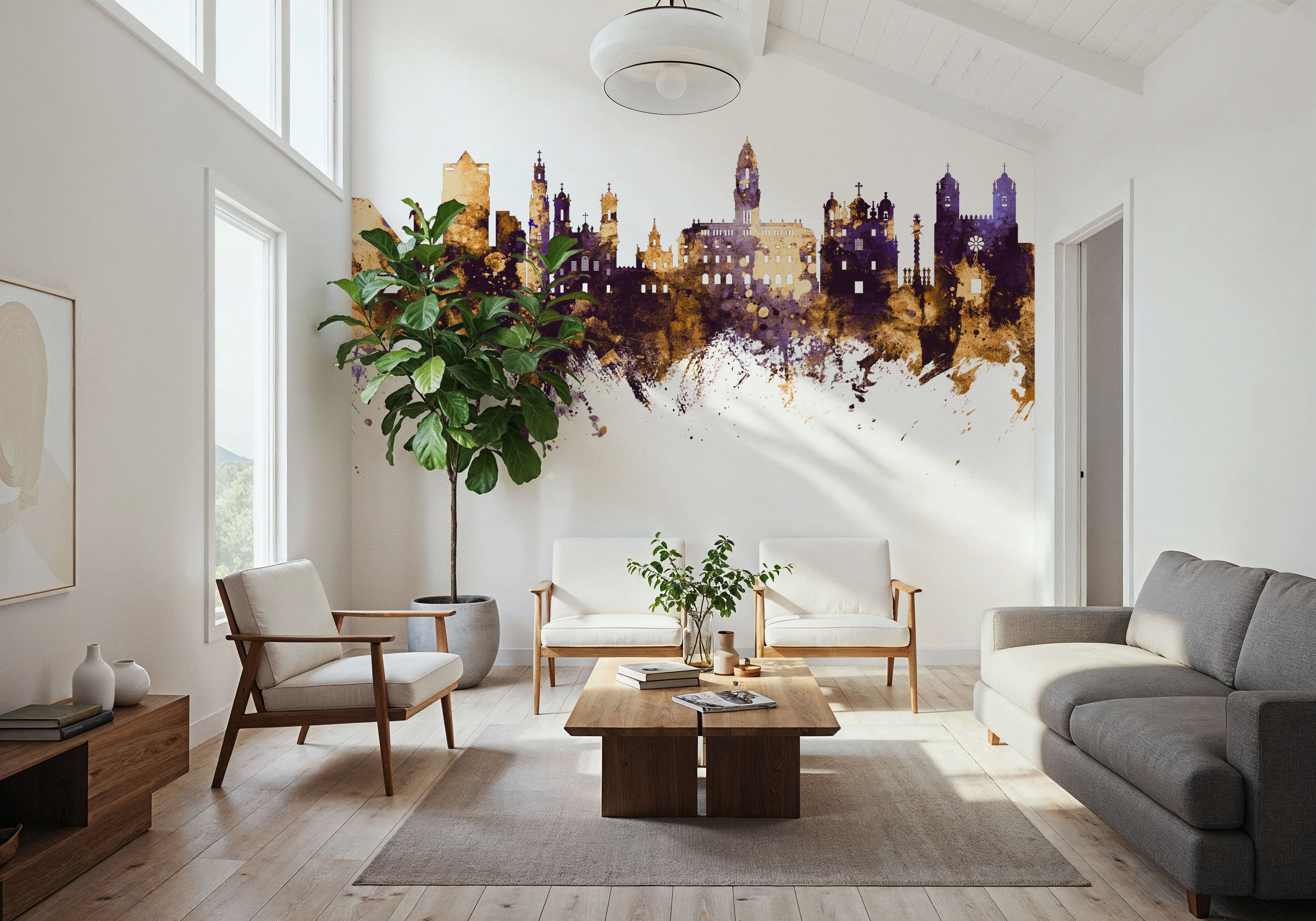 Porto Portugal Skyline Purple & Gold