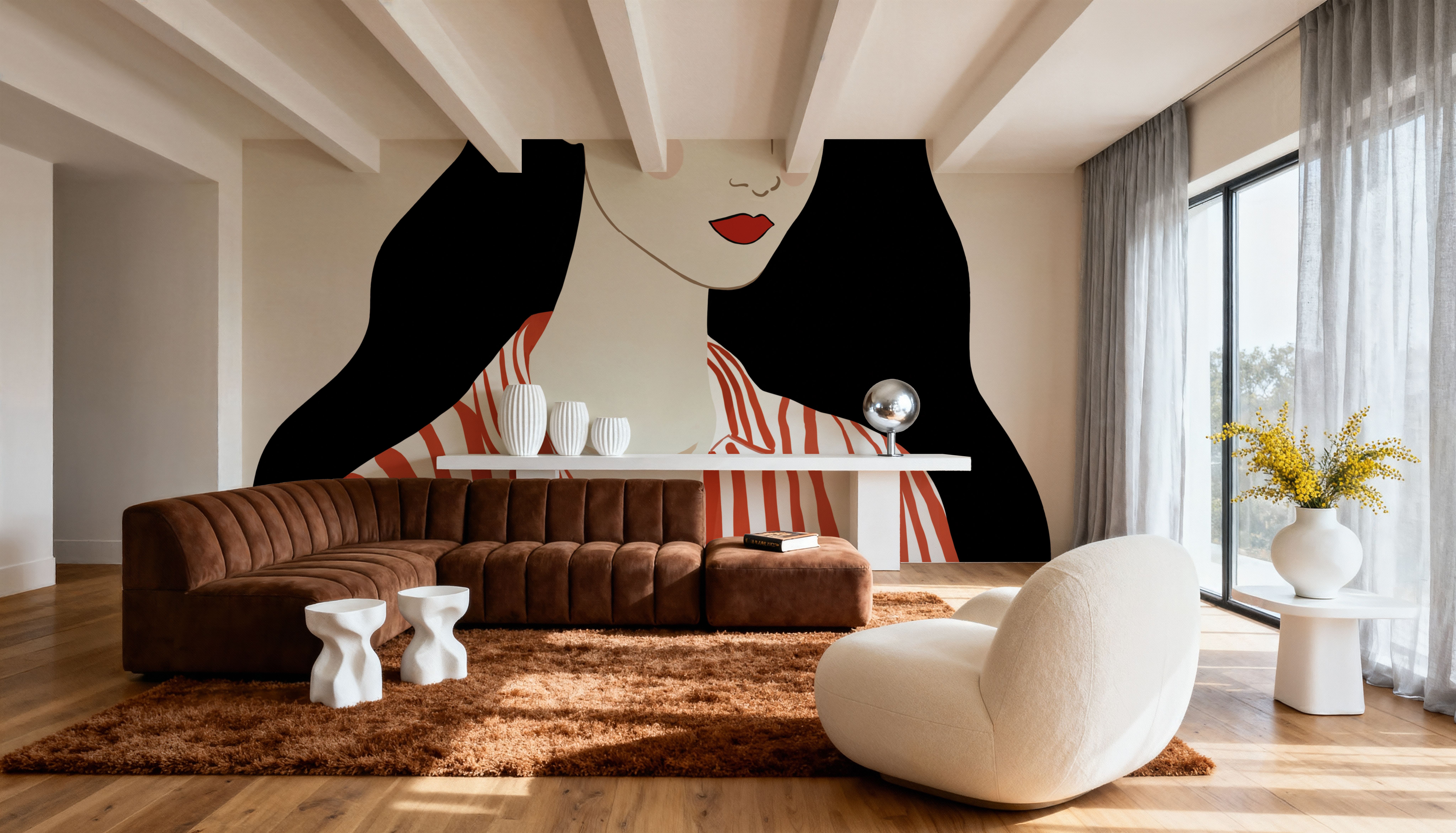 Woman in Striped Blouse I, Tapeten