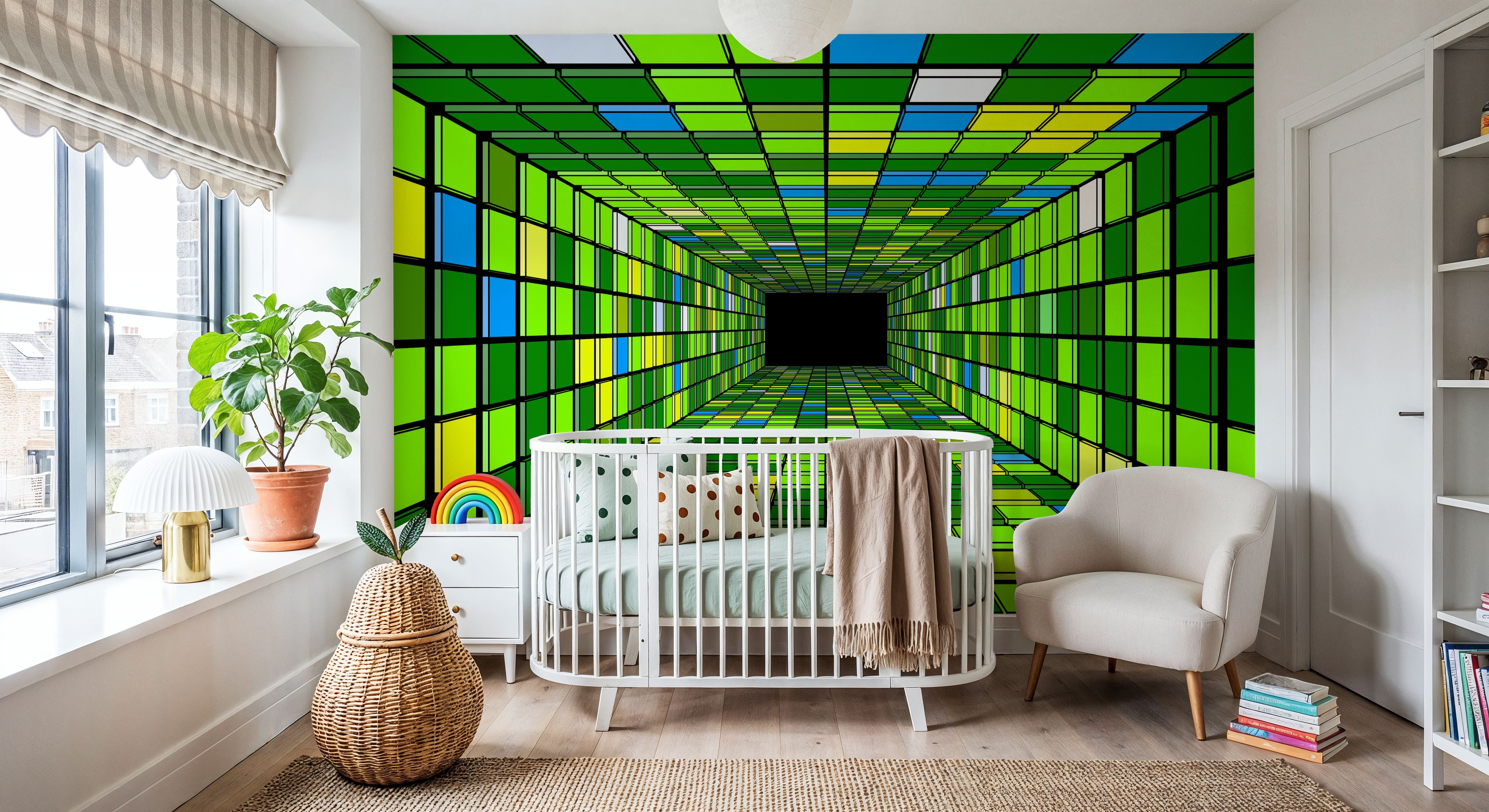 Retro Game Tunnel, Vibrant Green