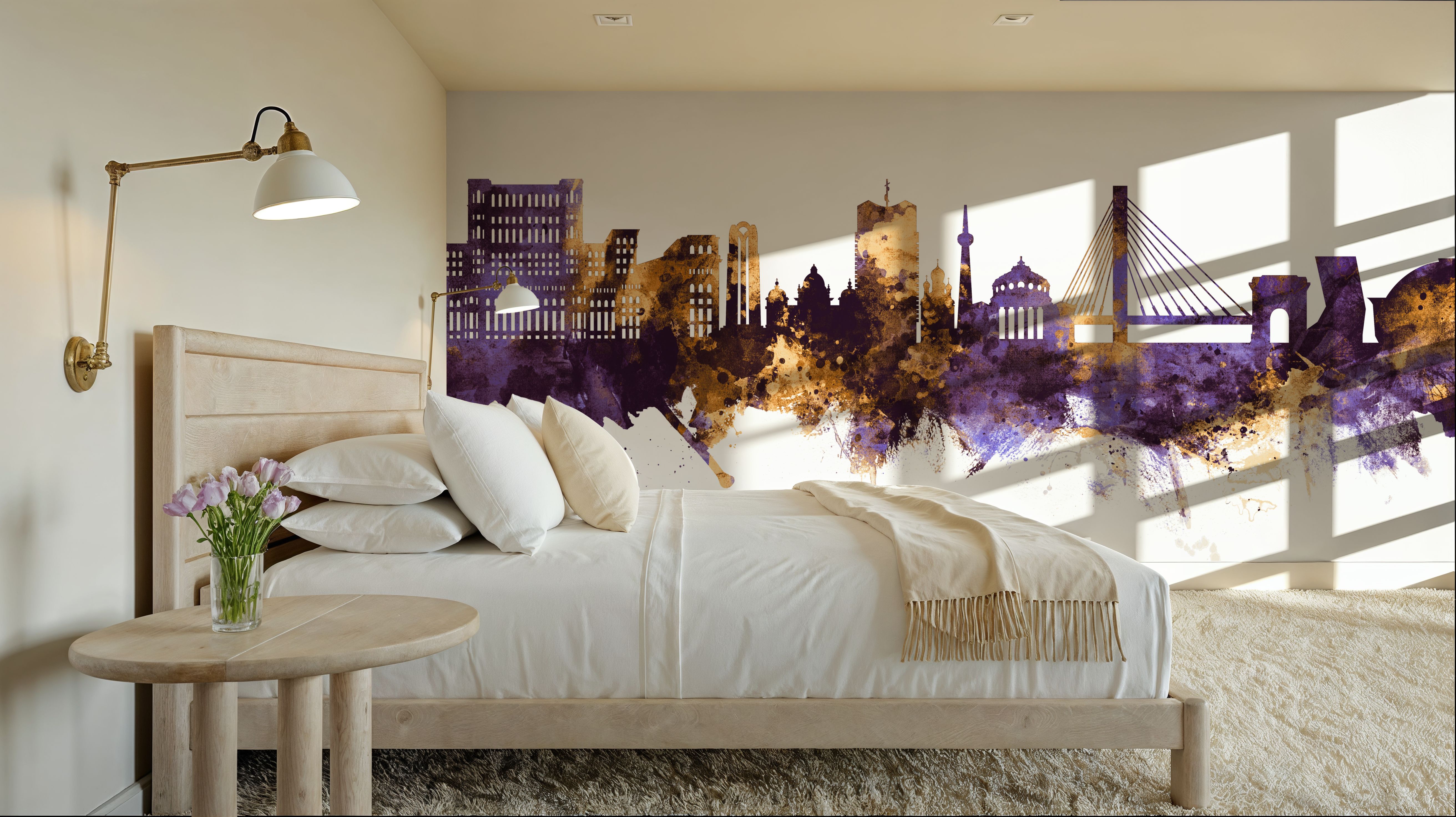 Bucharest Romania Skyline Purple & Gold