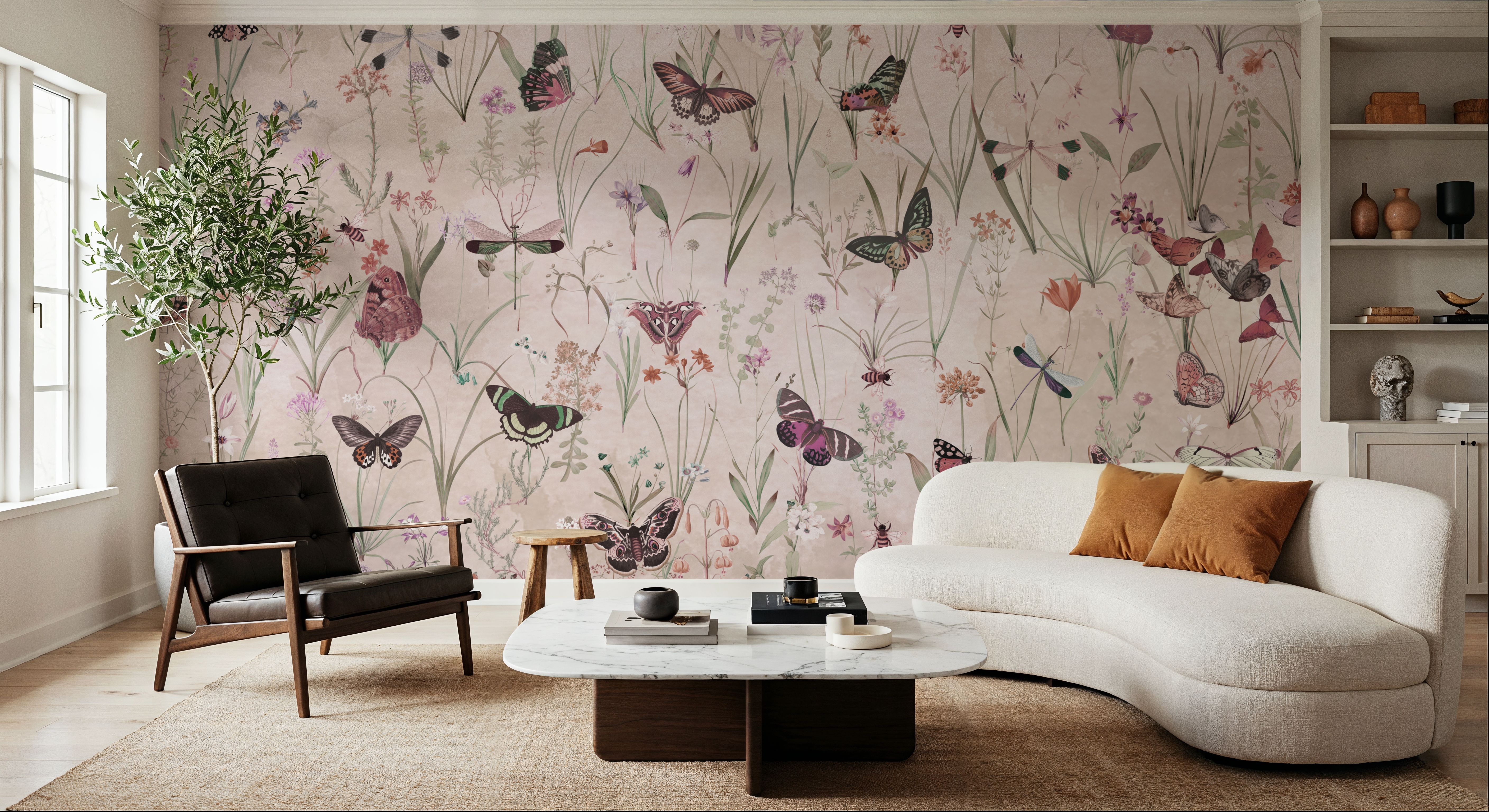 Herbals and Butterflies Beige