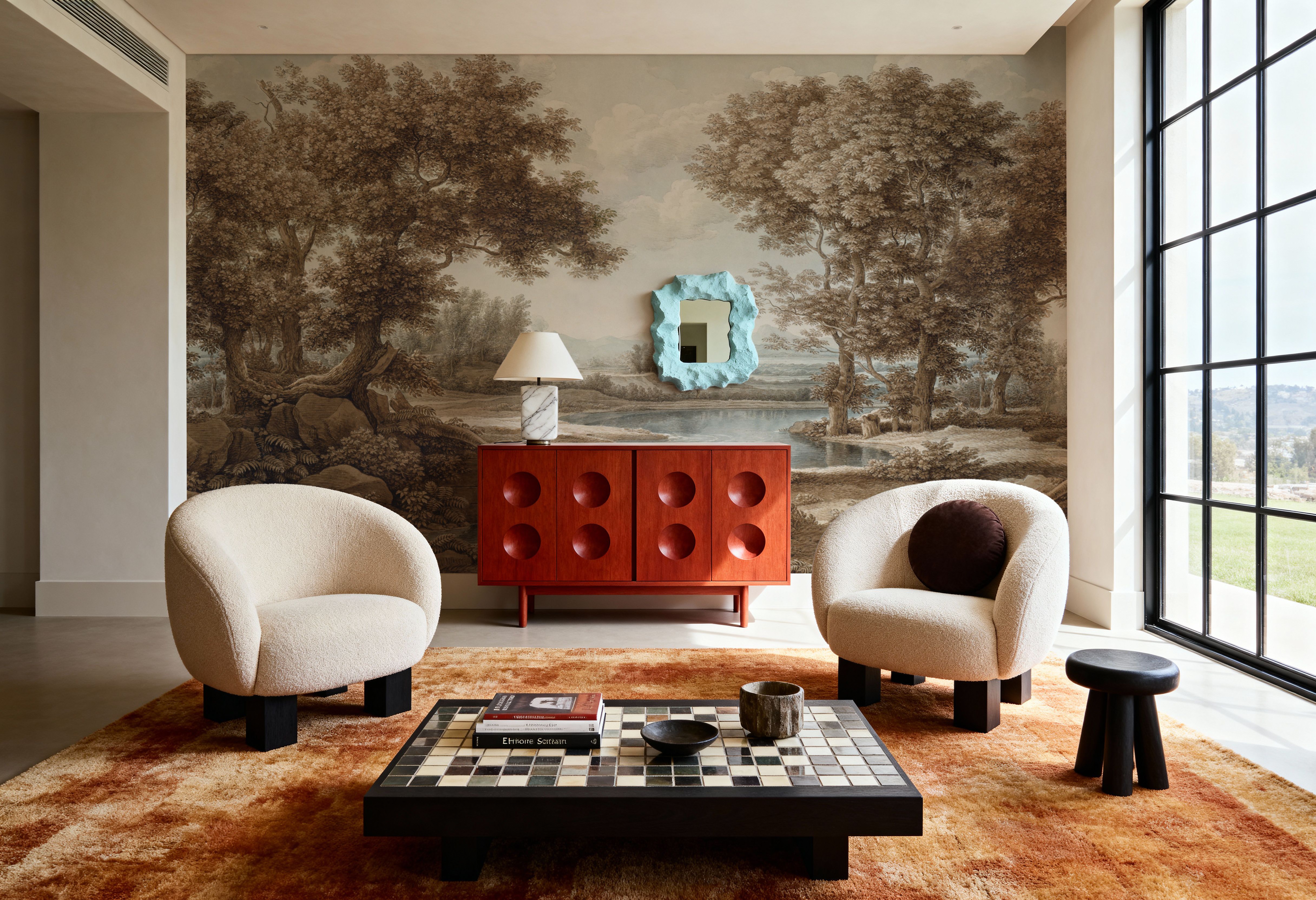 Riverbank Oak Landscape, Earth, Carte da parati