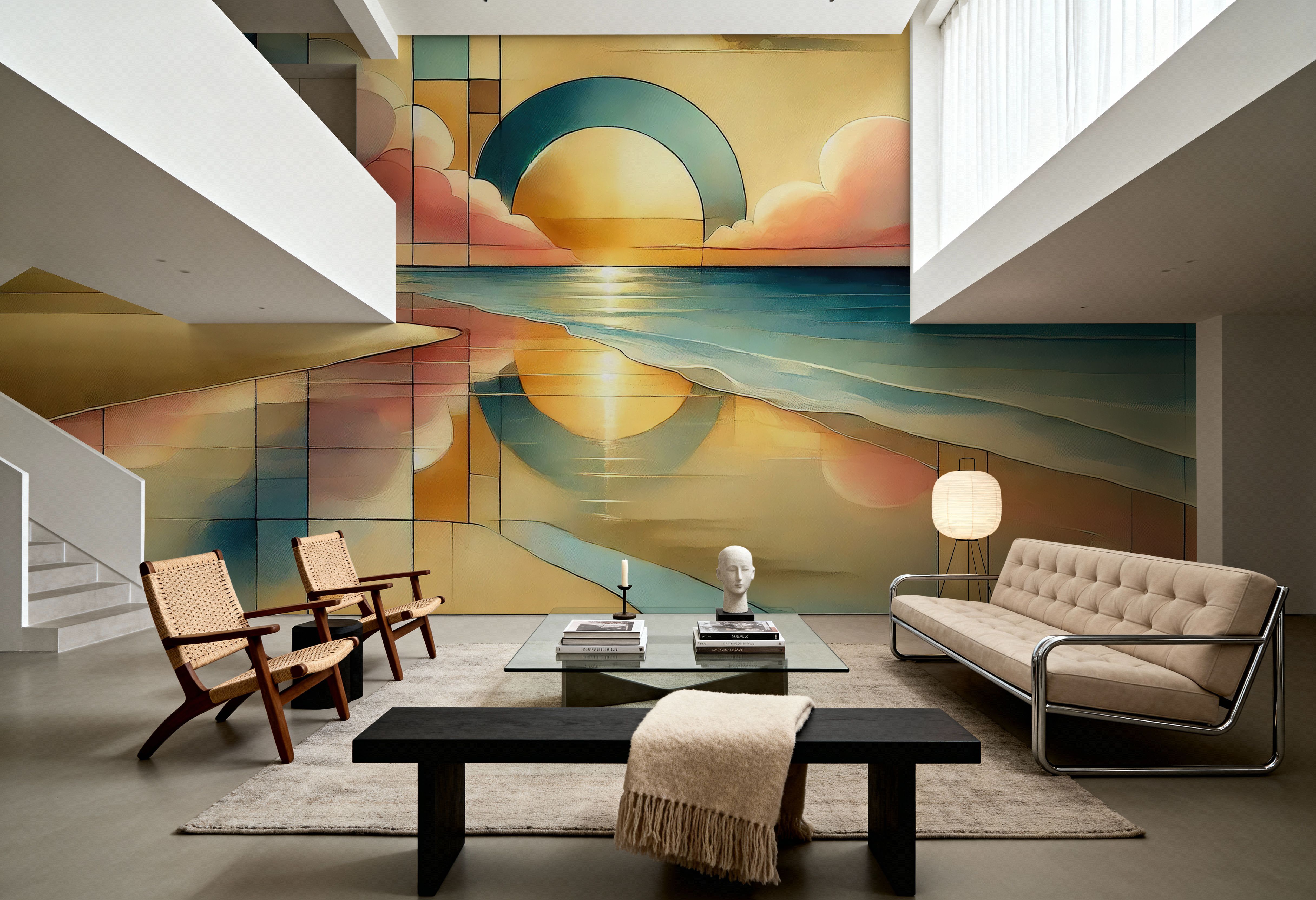 Golden Sunset Vista in Art Deco