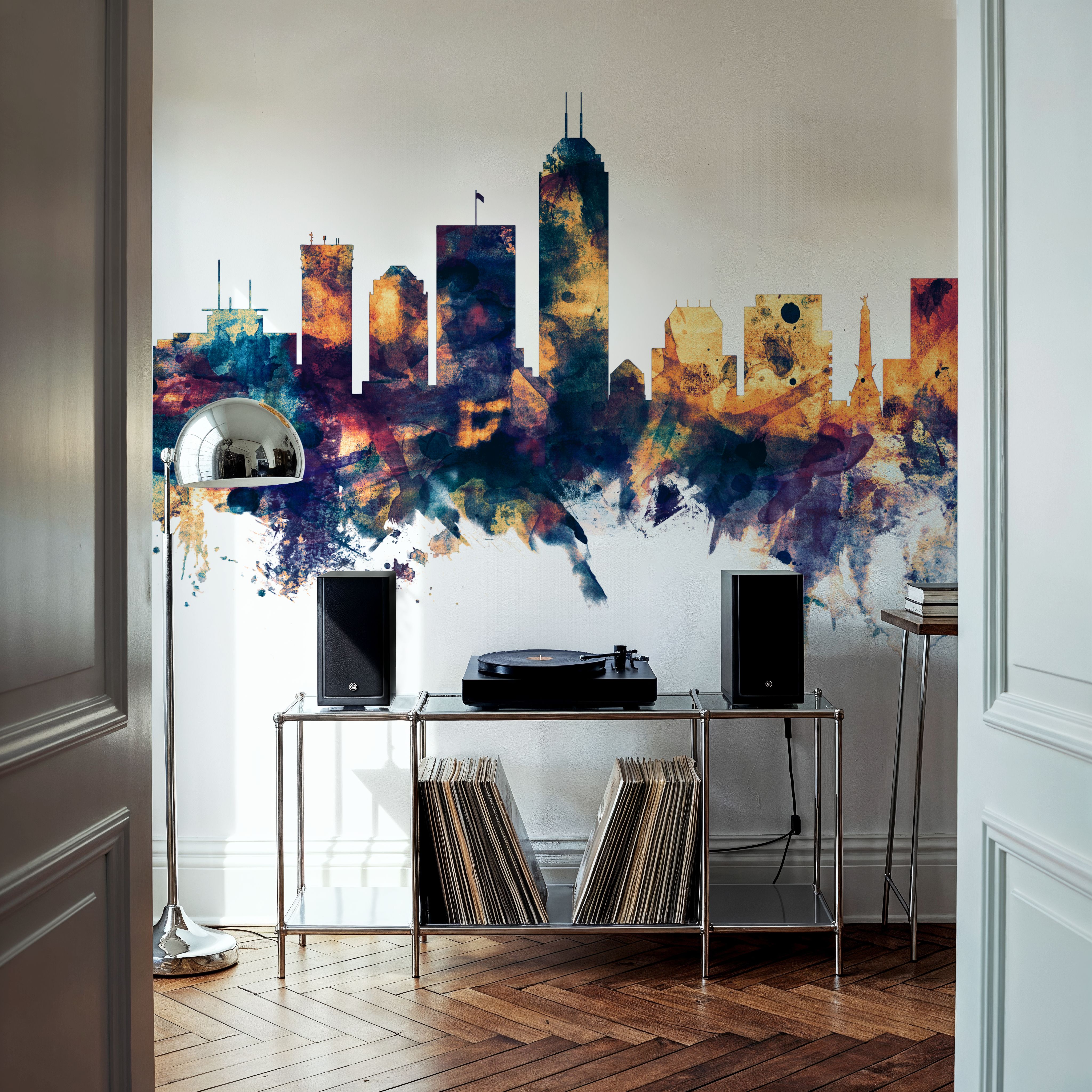 Indianapolis Indiana Skyline Blue & Bronze