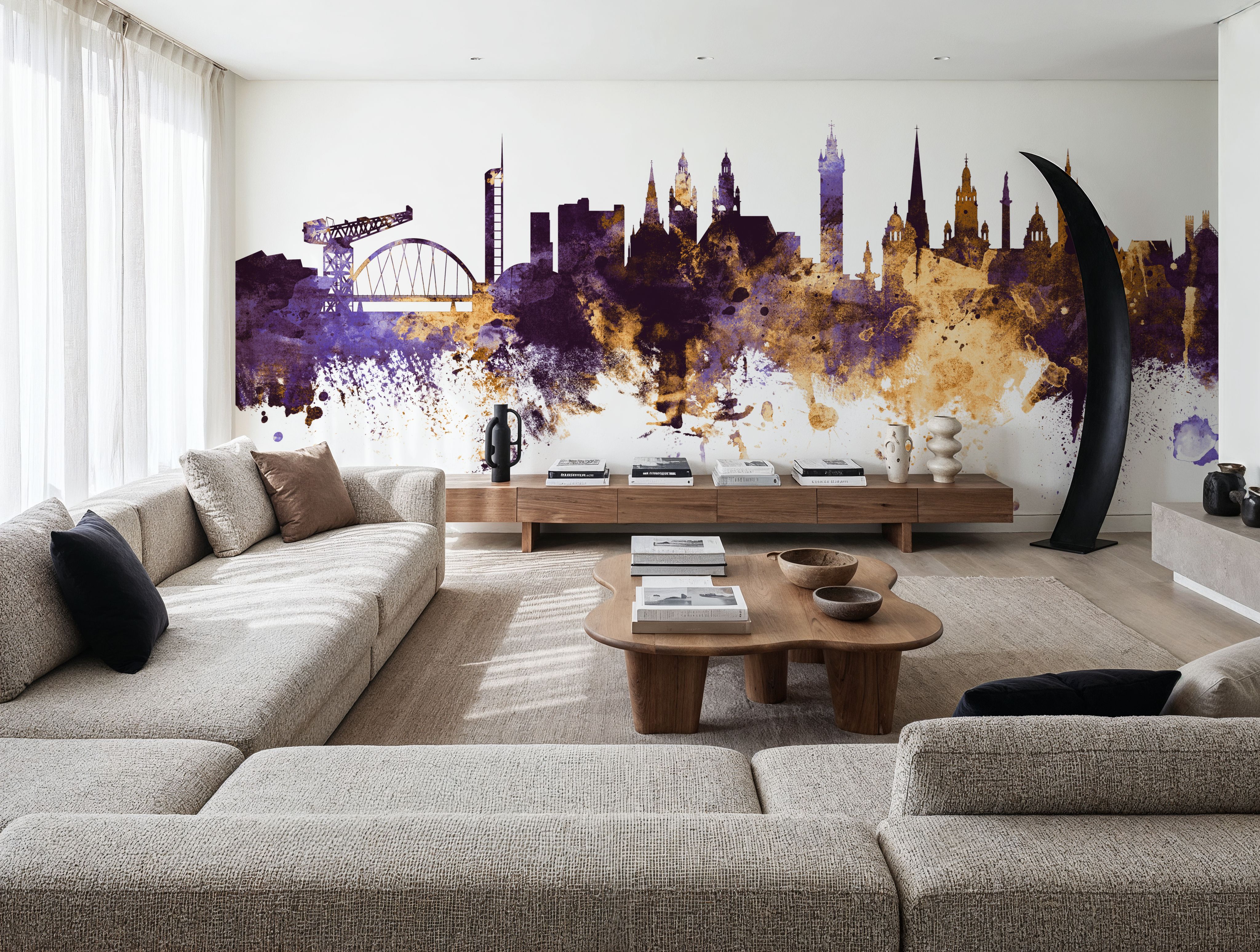 Glasgow Scotland Skyline Purple & Gold