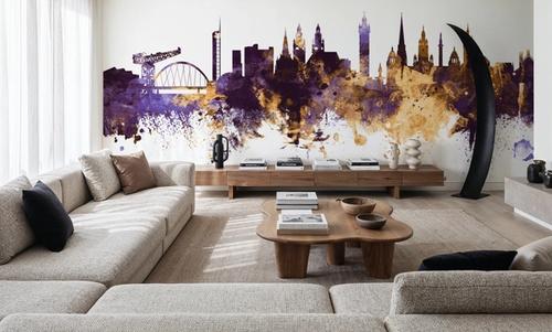 Glasgow Scotland Skyline Purple & Gold