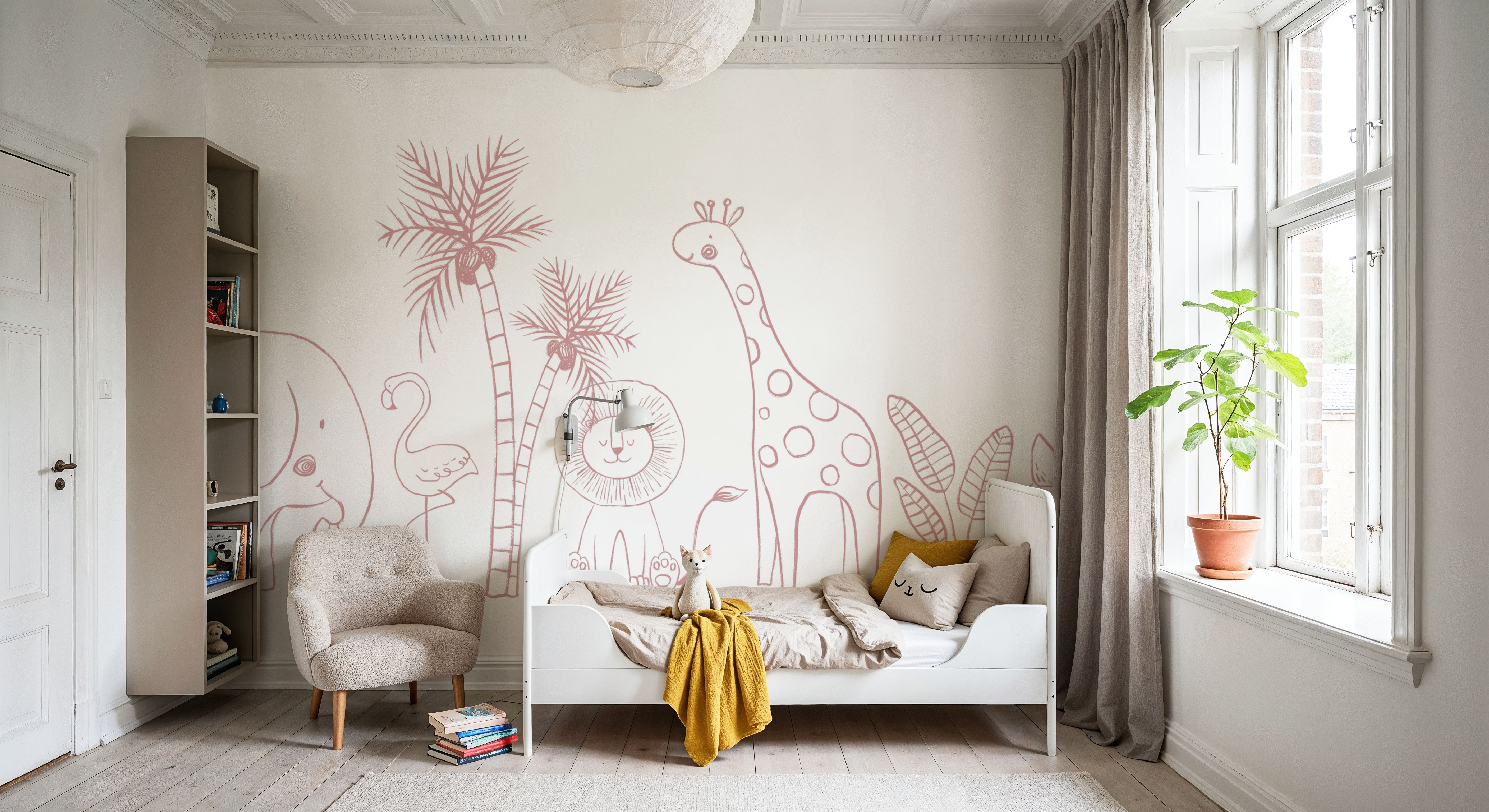 Calm & Cute Baby Animals, Pink, Wallpaper