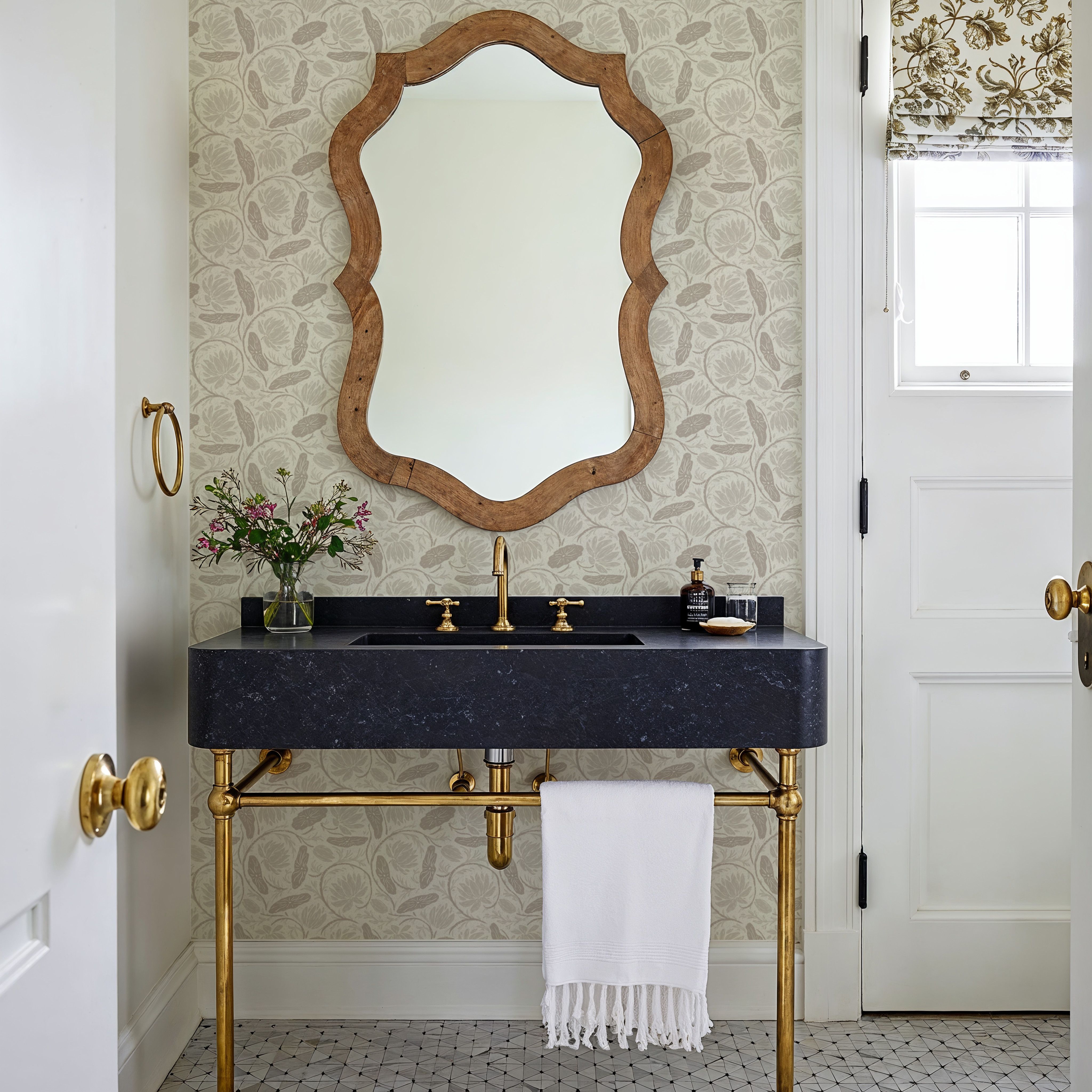 Block Print Lotus, Beige