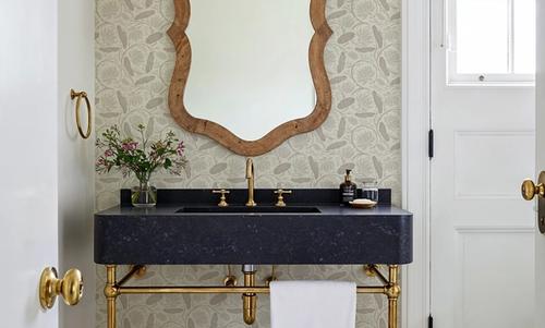Block Print Lotus, Beige