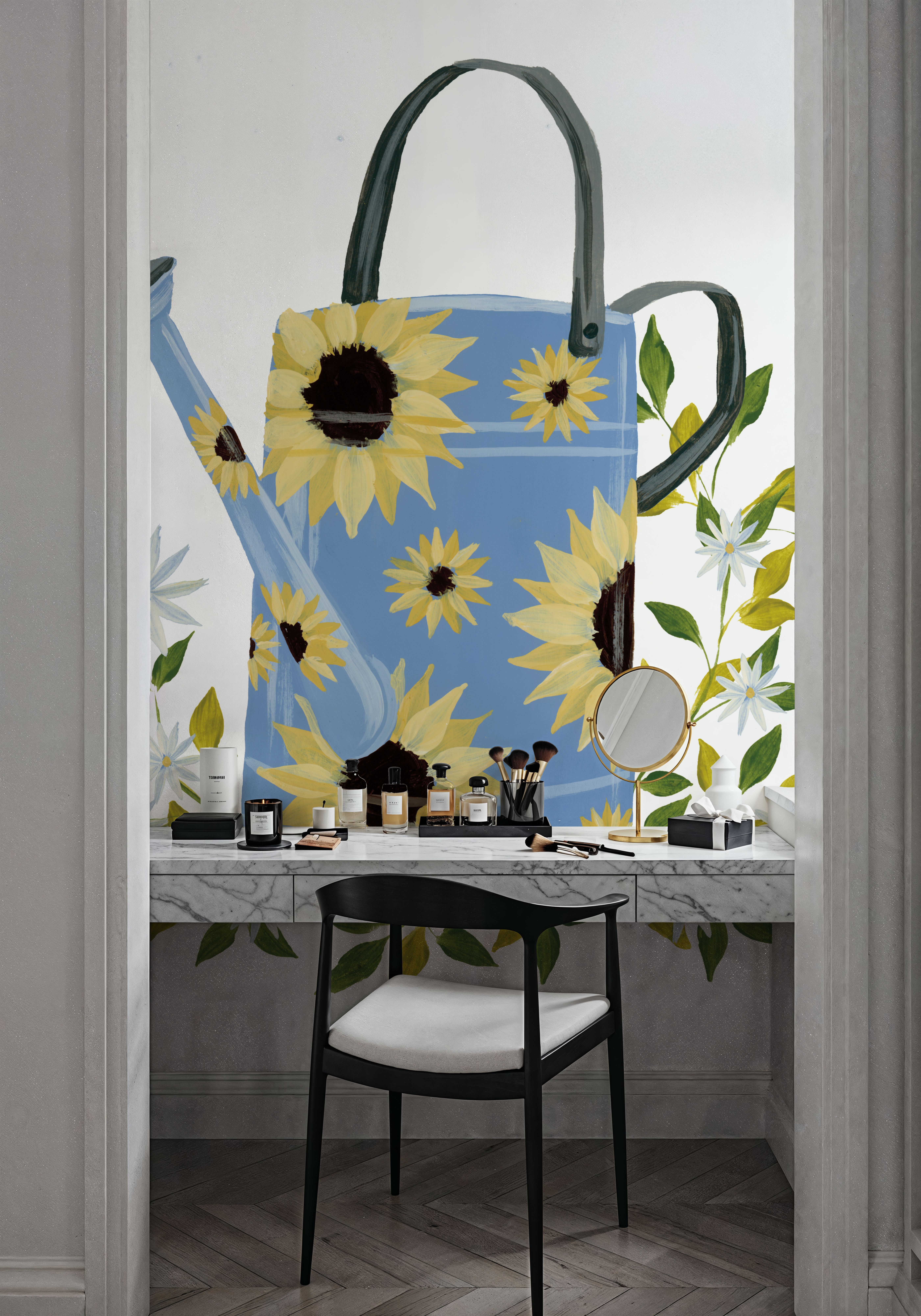 Watering Can with Daisies