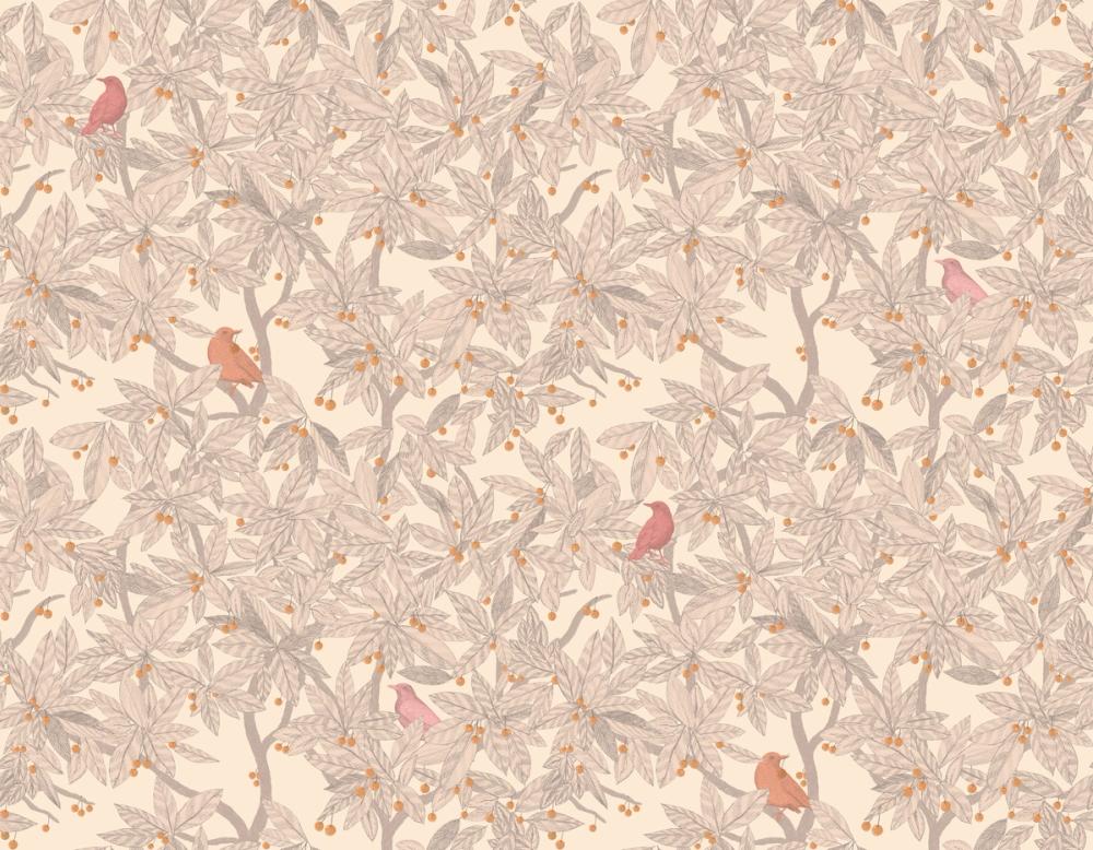 Cherry Tree Birds, Beige