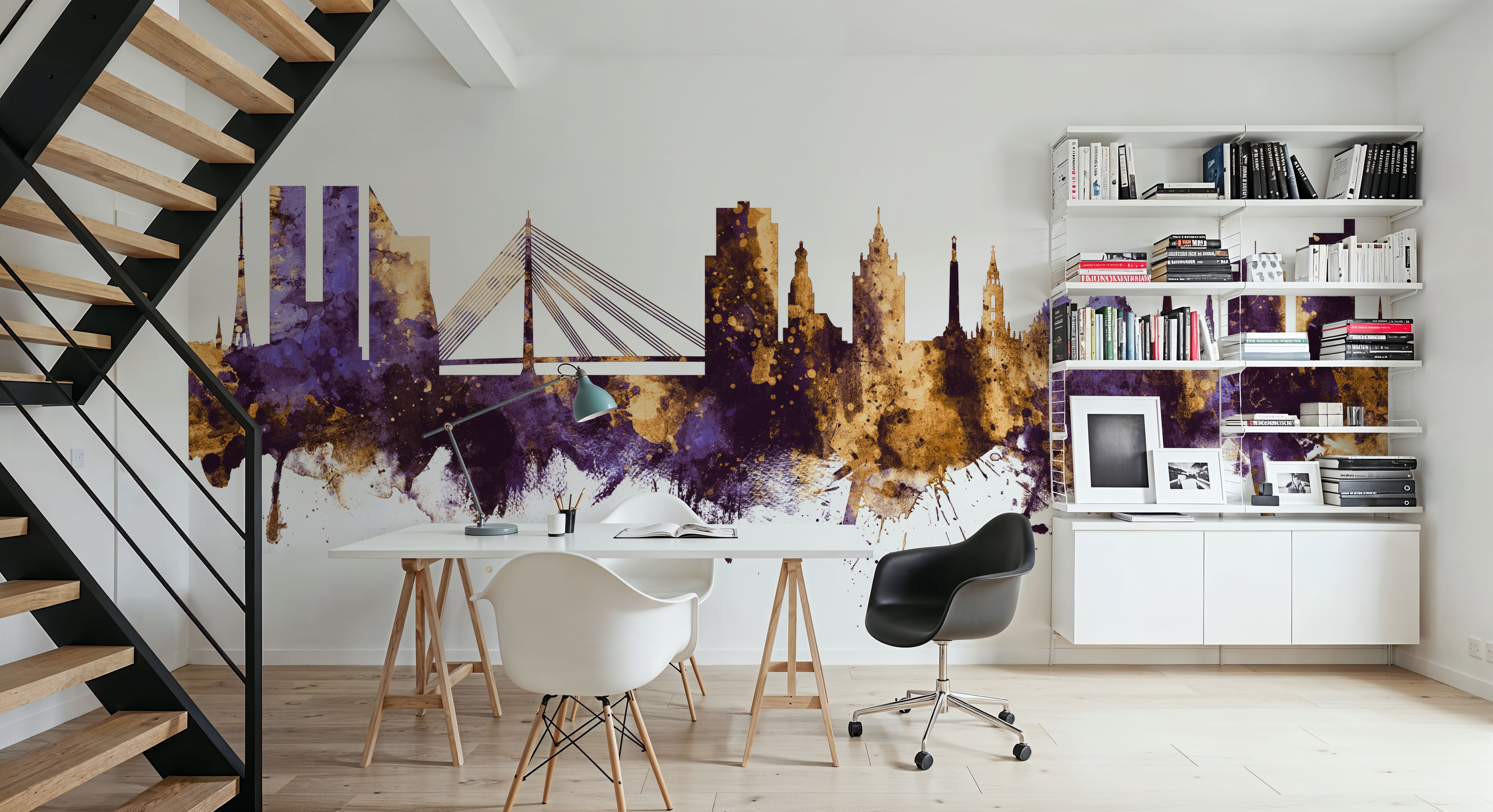 Riga Latvia Skyline Purple & Gold