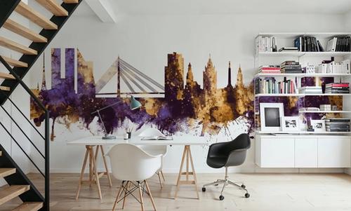 Riga Latvia Skyline Purple & Gold