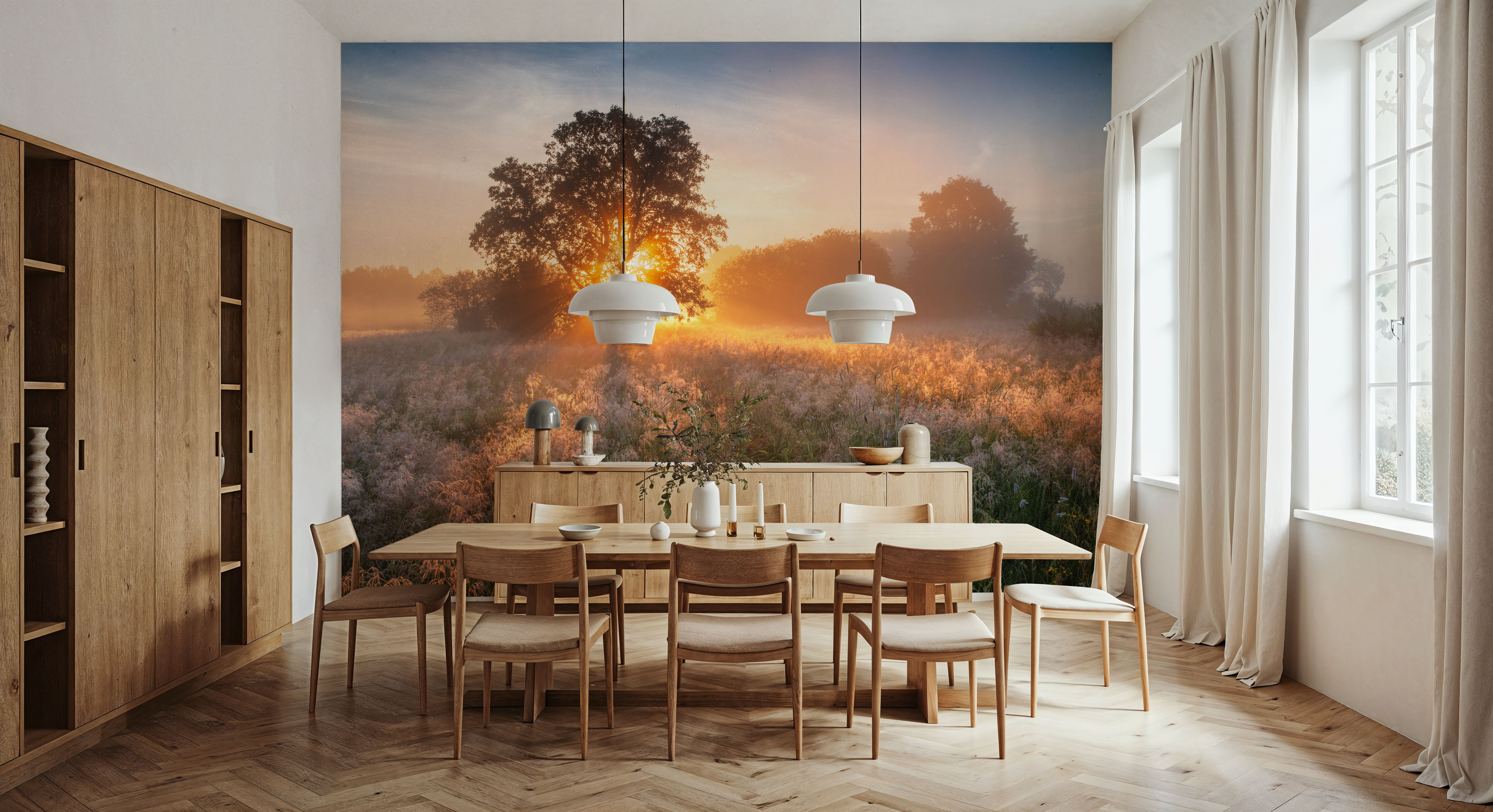 Misty Sunny Field, Wallpaper