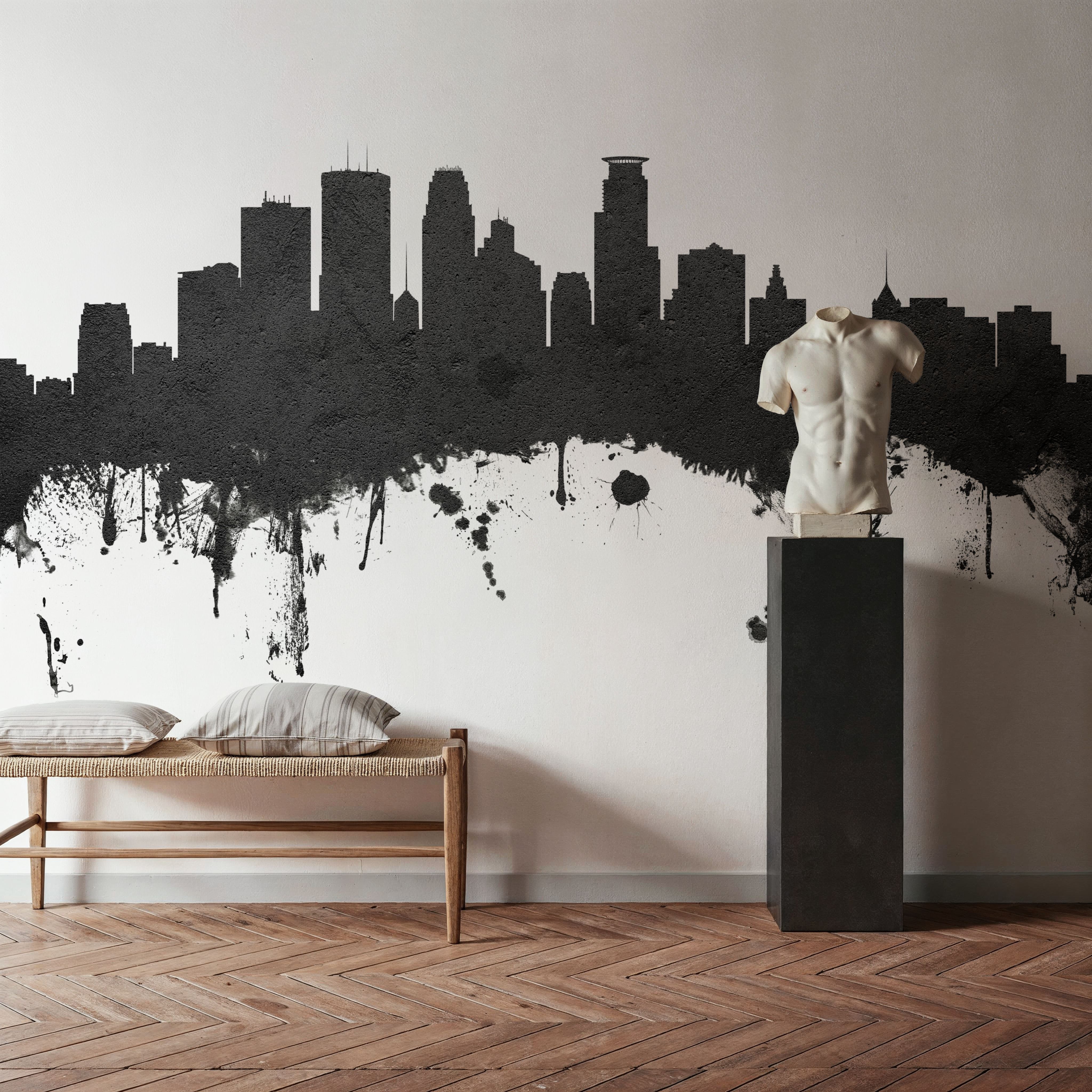 Minneapolis Minnesota Skyline Black & White