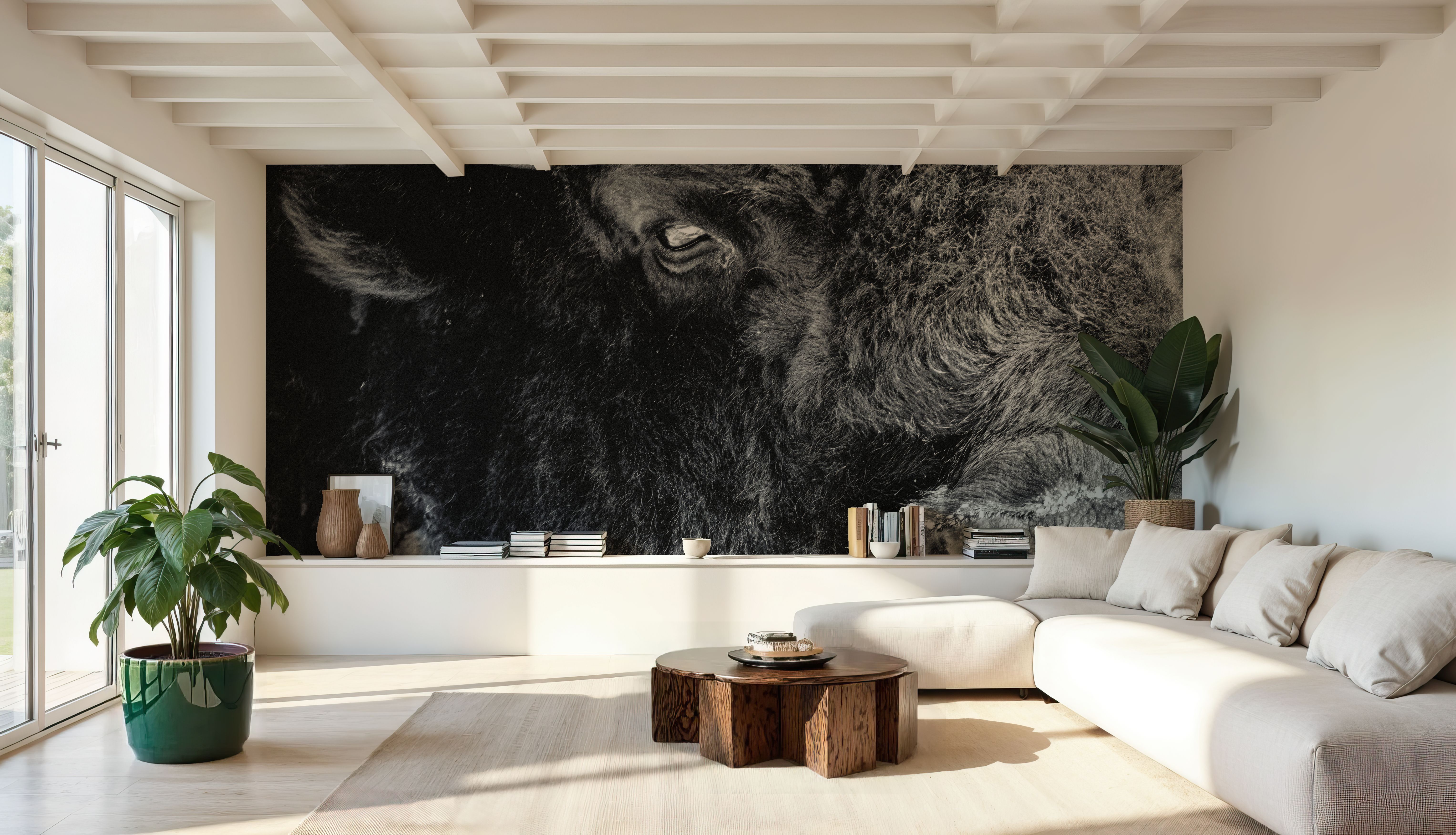 Bison Stare BW