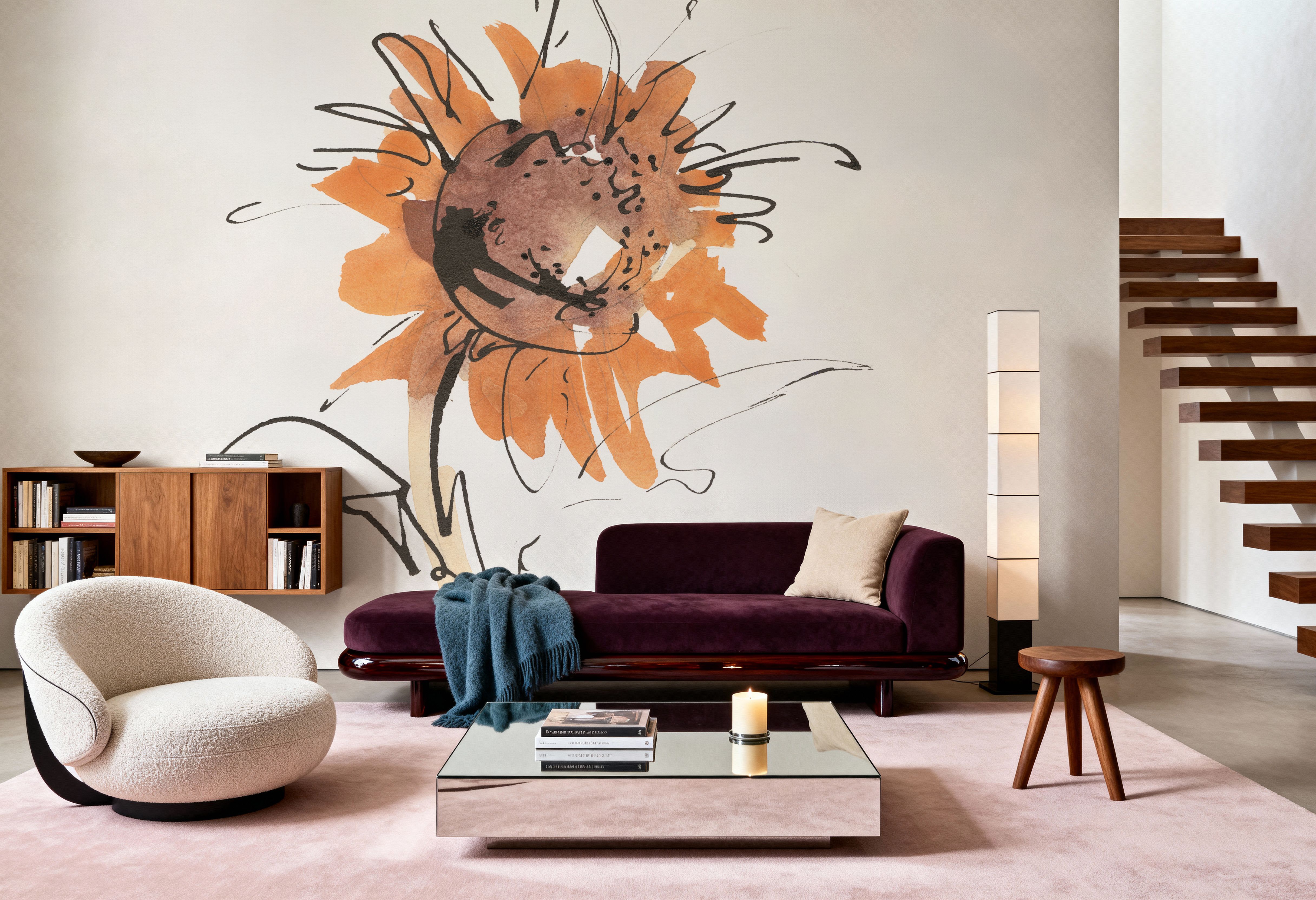 Apricot Sunflower IV, Carte da parati