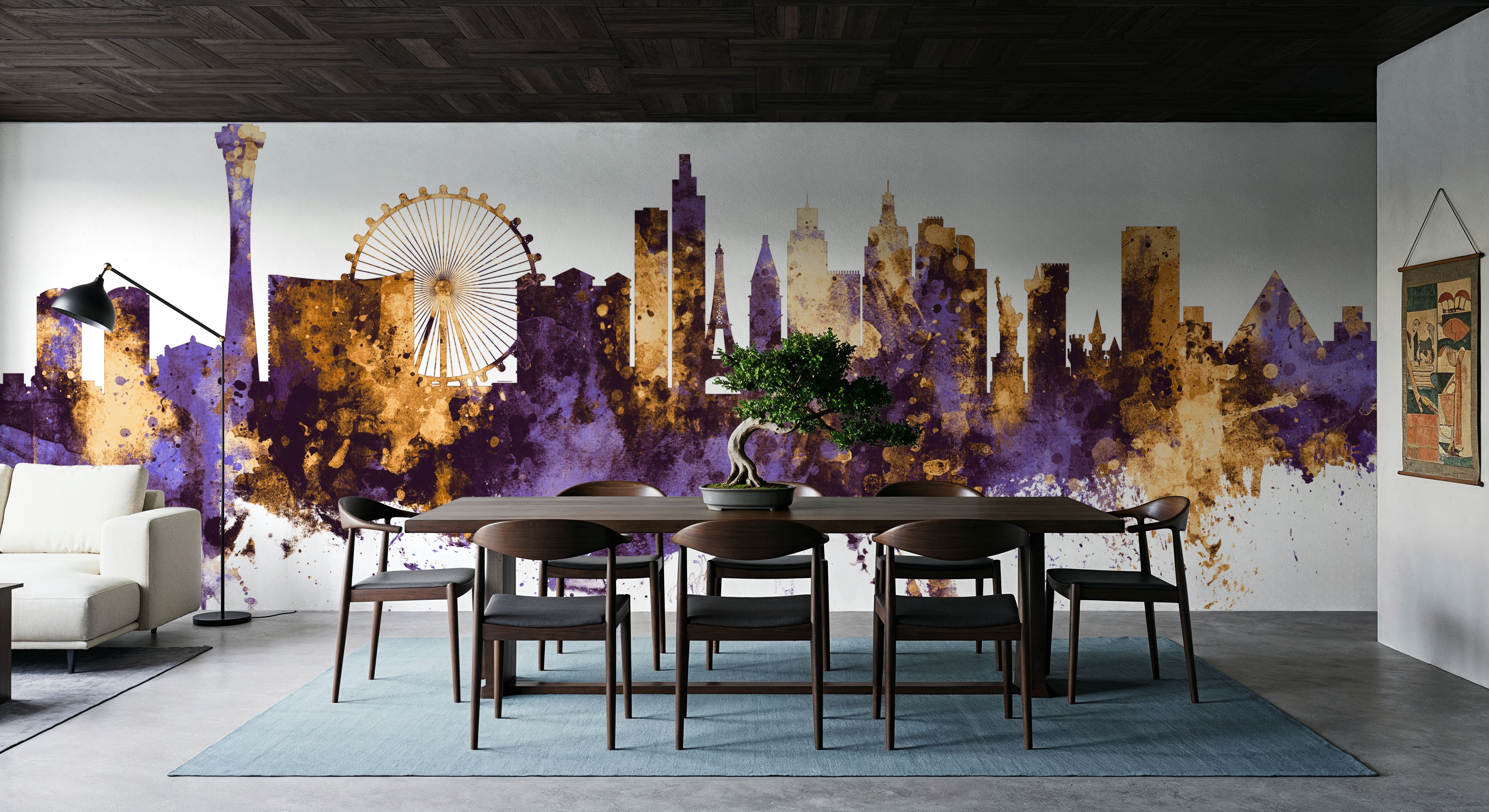 Las Vegas Nevada Skyline Purple & Gold, Wallpaper