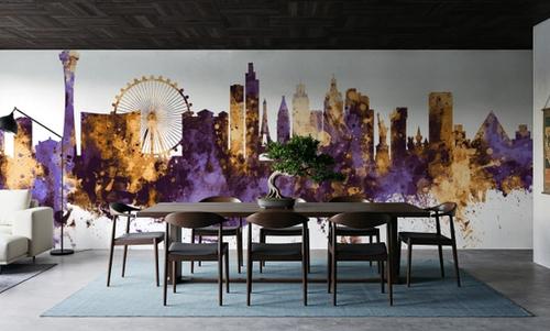 Las Vegas Nevada Skyline Purple & Gold
