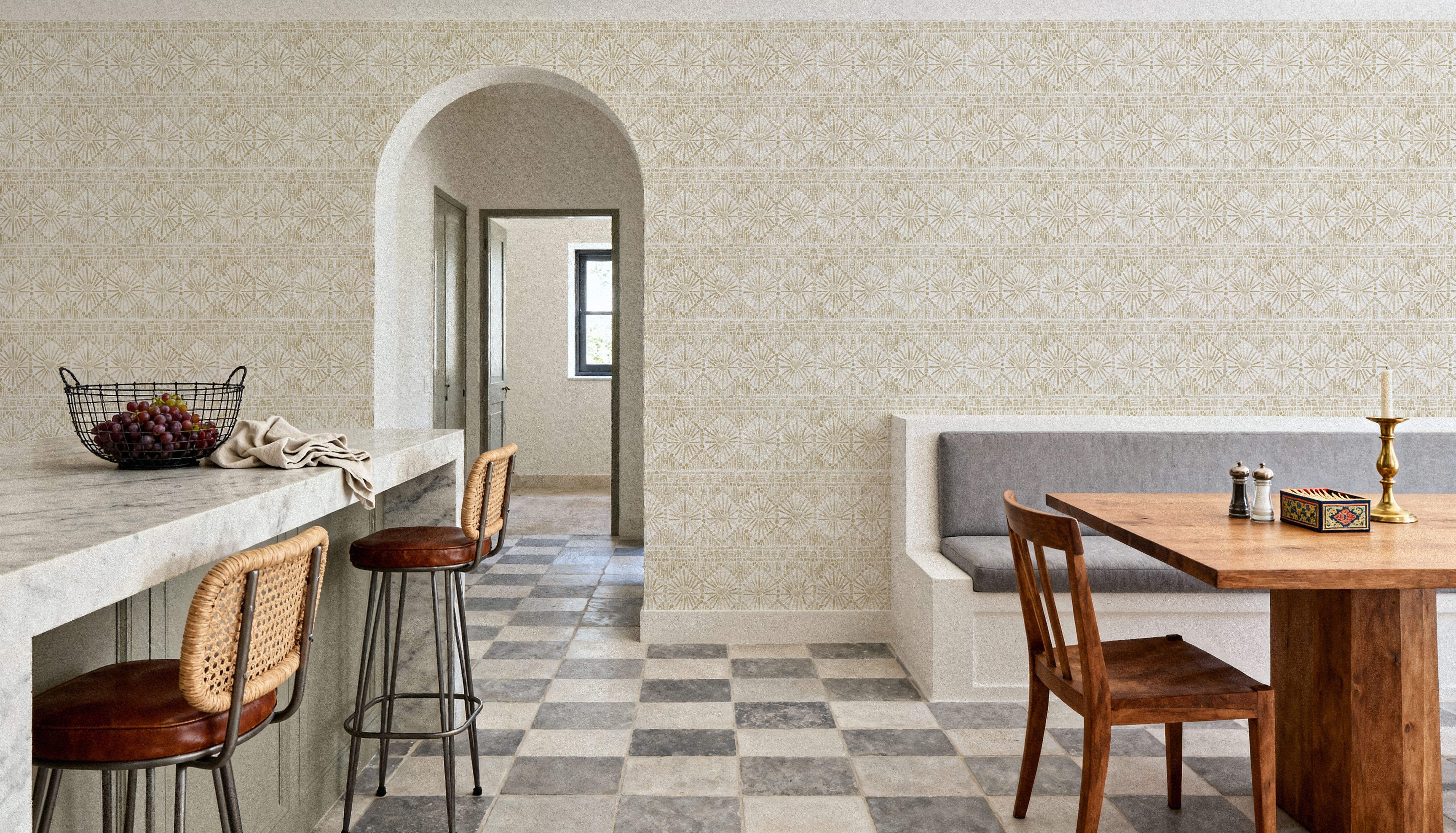 Paradise Fountain Beige on White