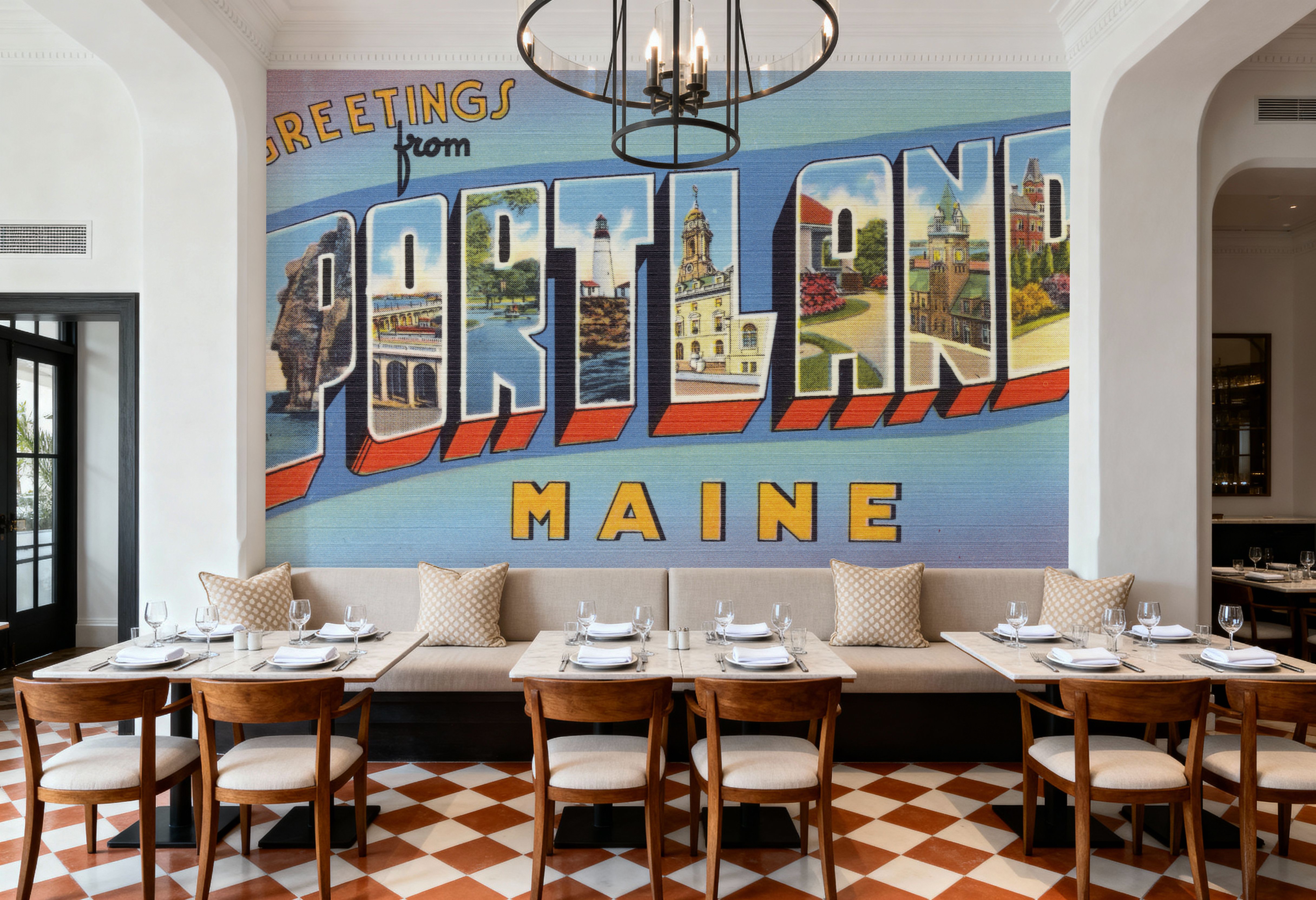 Greetings from Portland MA. - Screenprint Postcard