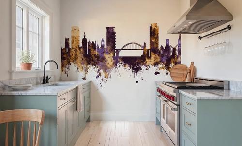 Sunderland England Skyline Purple & Gold