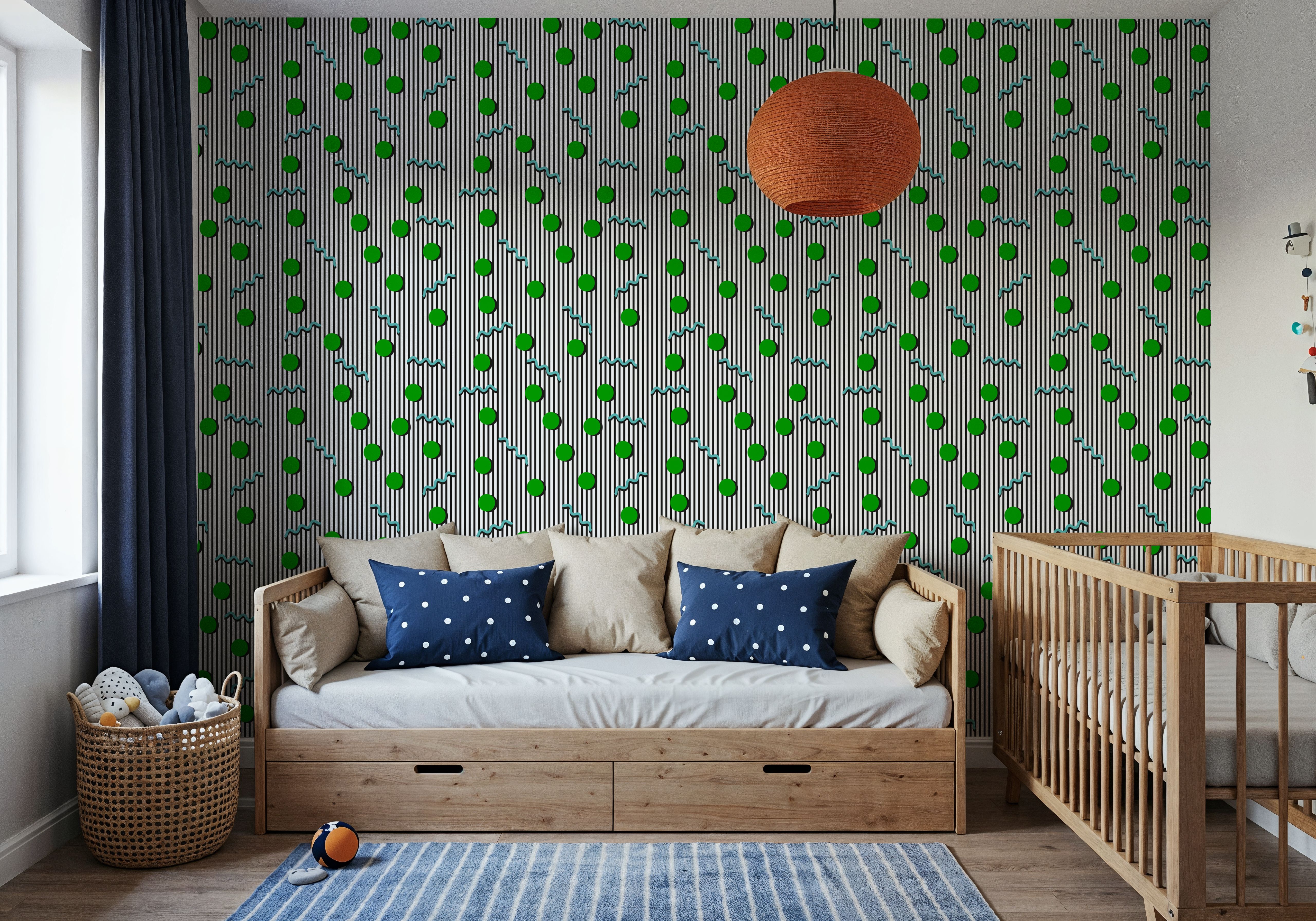 Memphis Dots & Stripes, White